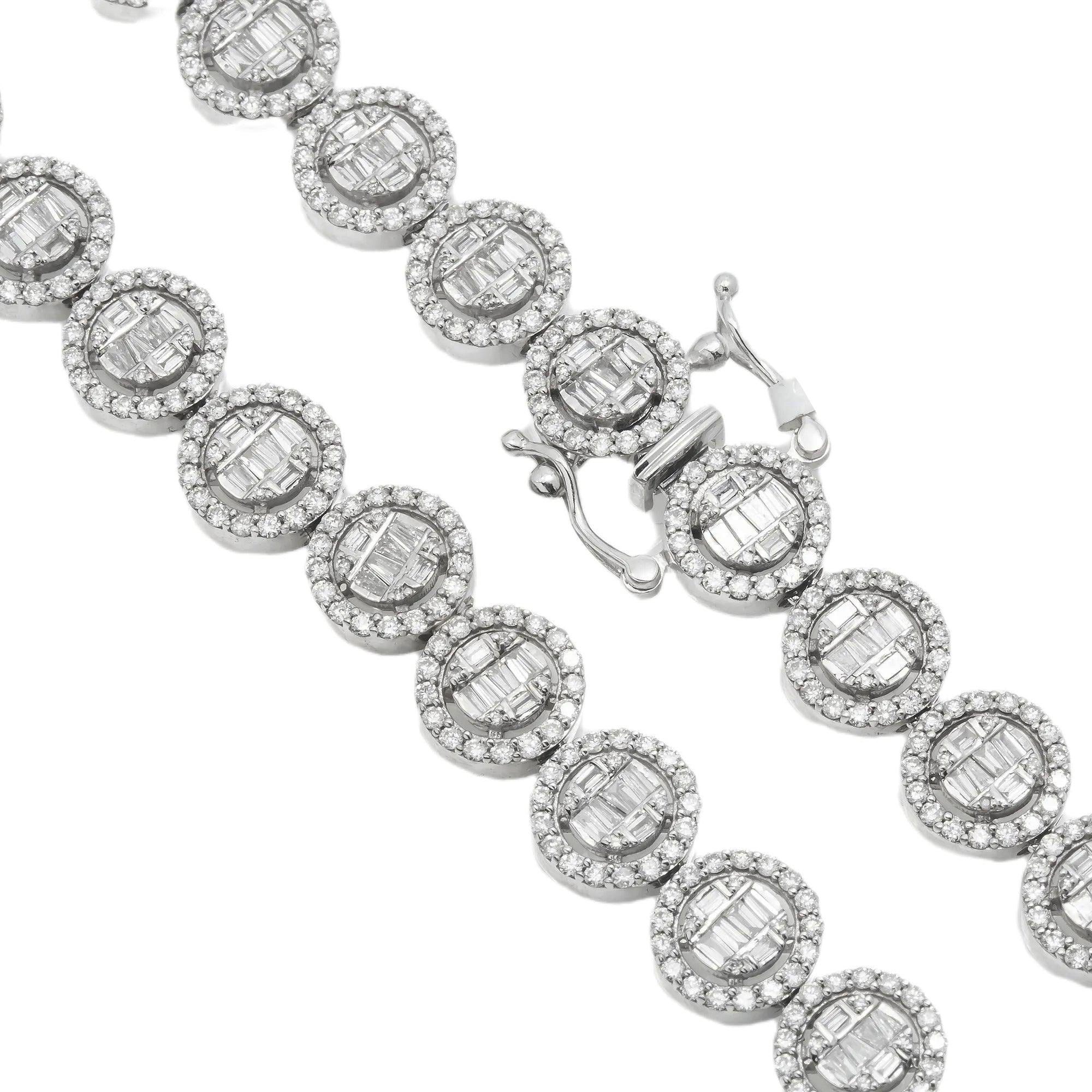 10K GOLD BAGUETTE AND ROUND DIAMOND CHAIN 12.90 CT