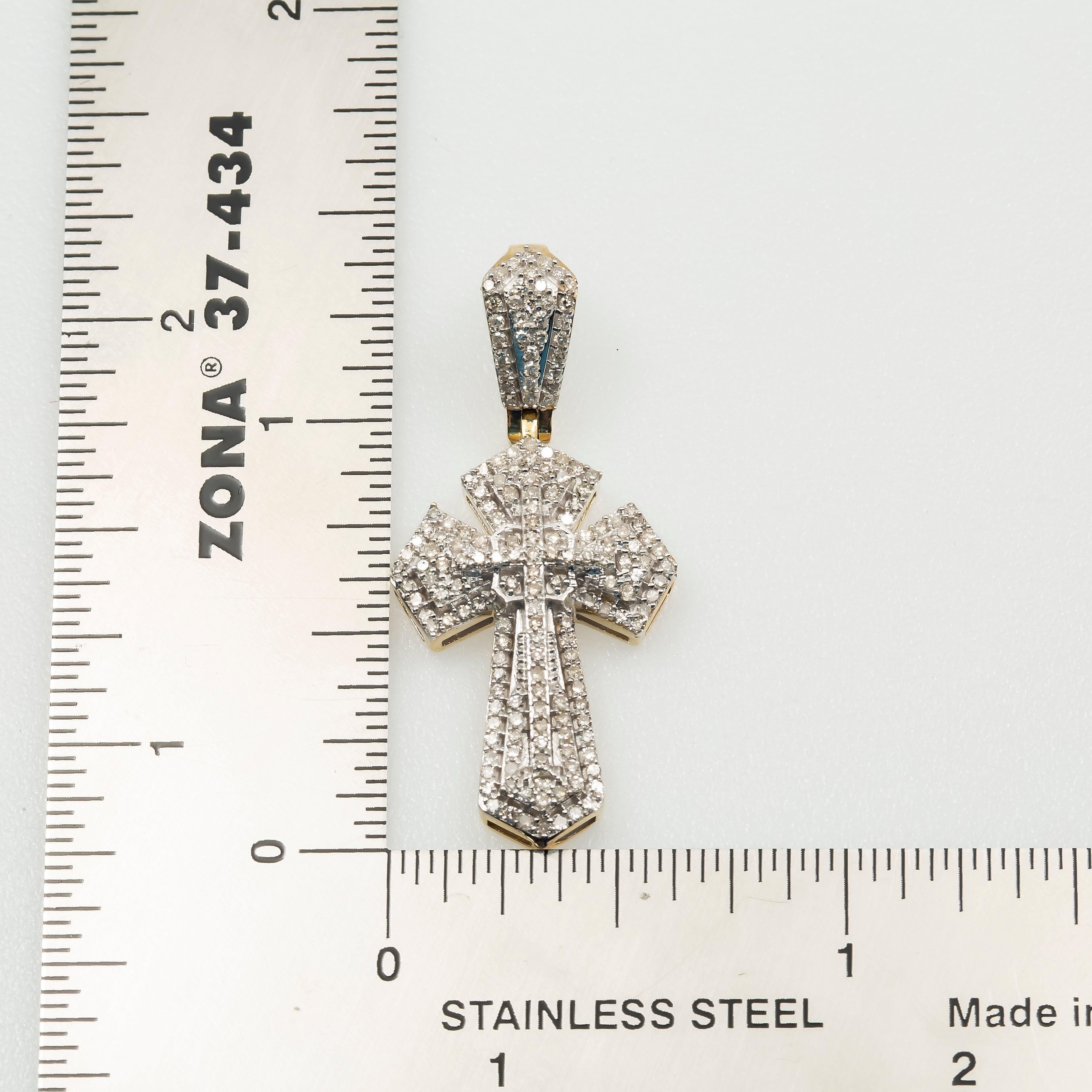 10K GOLD DIAMOND 3D CROSS PENDANT 0.60 CT