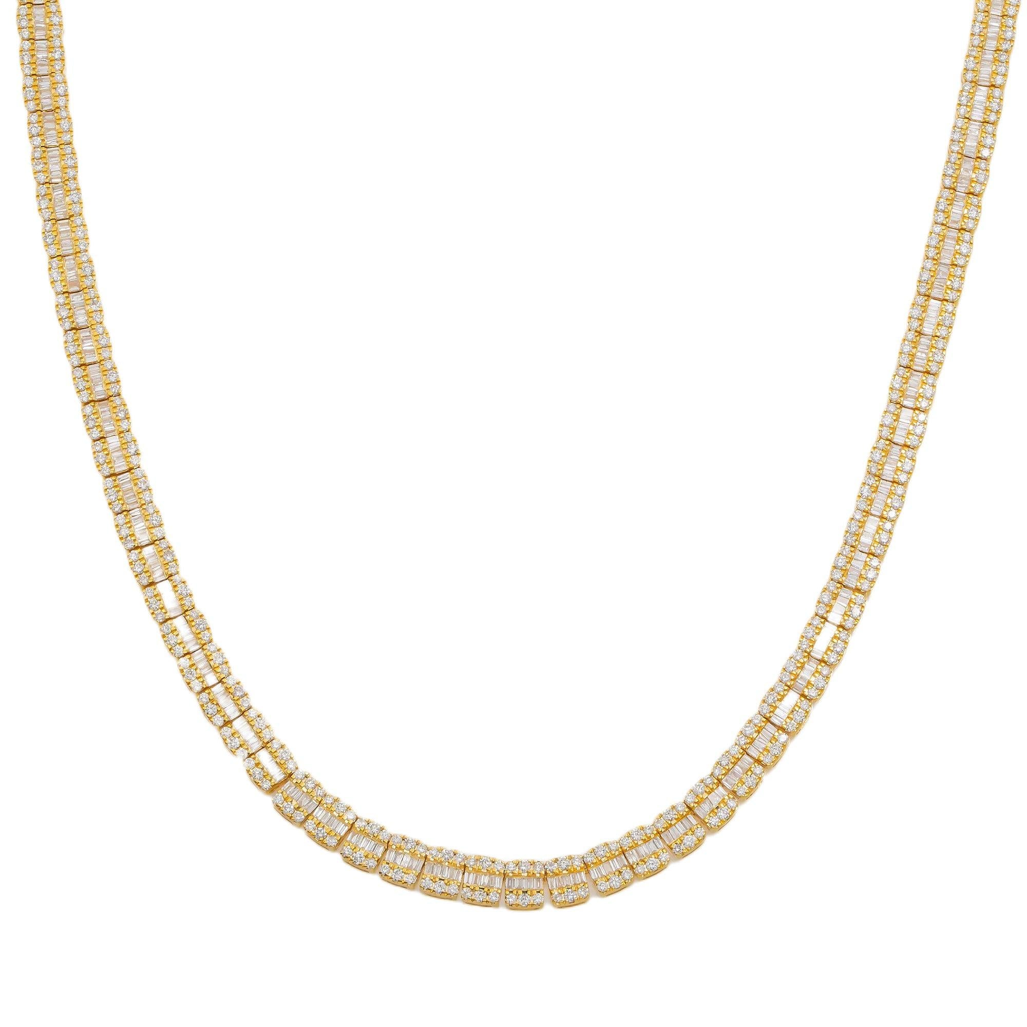 10K GOLD BAGUETTE DIAMOND CHAIN 10.43 CT