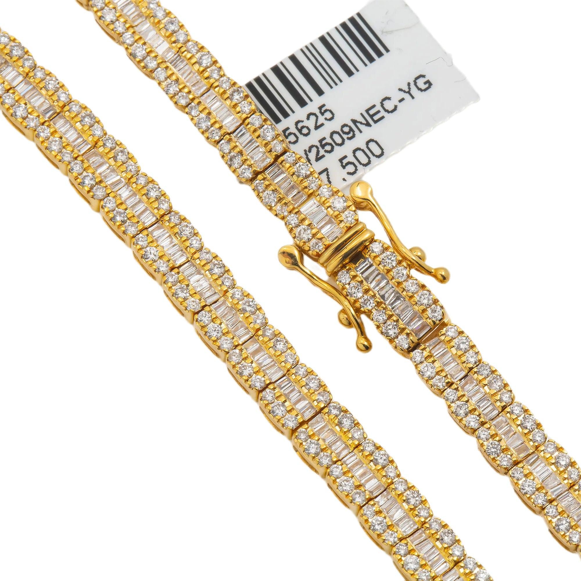 10K GOLD BAGUETTE DIAMOND CHAIN 10.43 CT