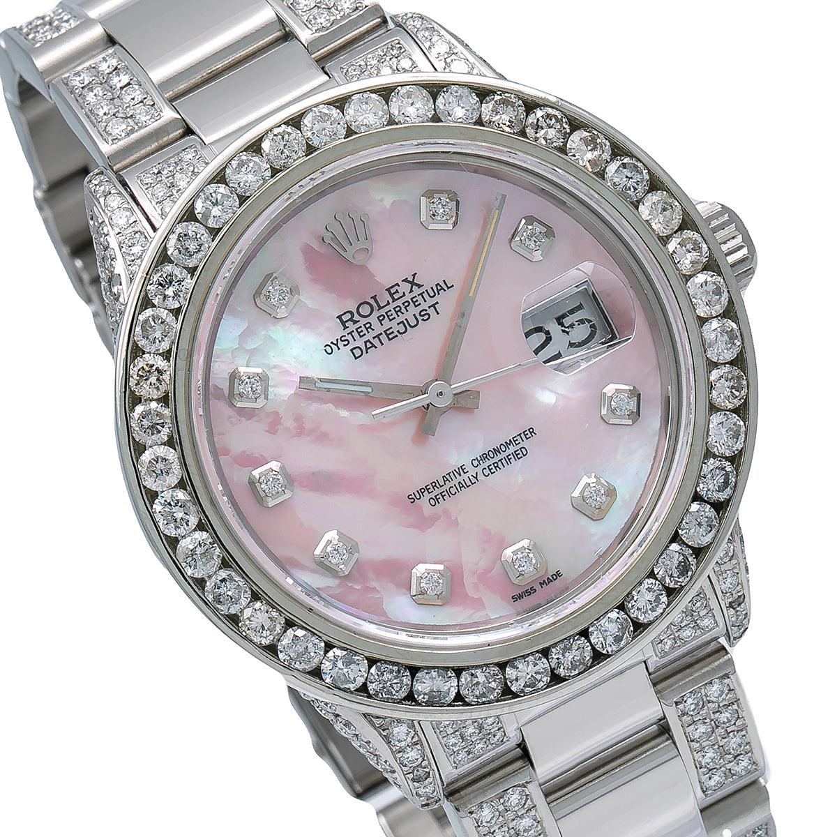 Rolex Datejust Diamond Watch, 16014 36mm, Pink Diamond Dial With 5.75 CT Diamonds
