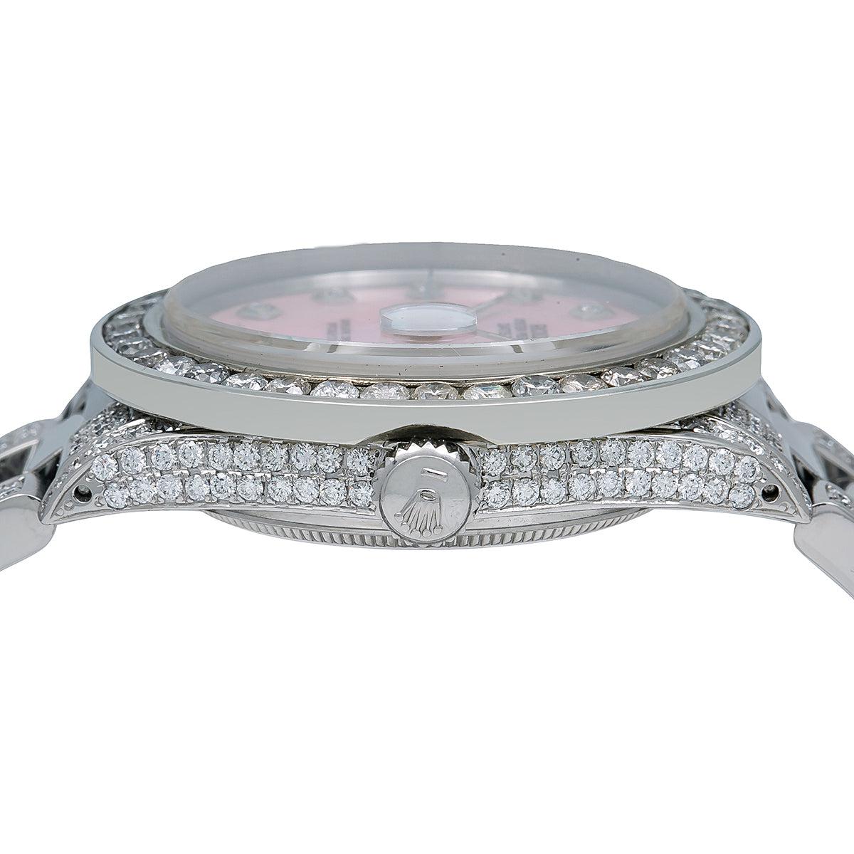 Rolex Datejust Diamond Watch, 16014 36mm, Pink Diamond Dial With 5.75 CT Diamonds