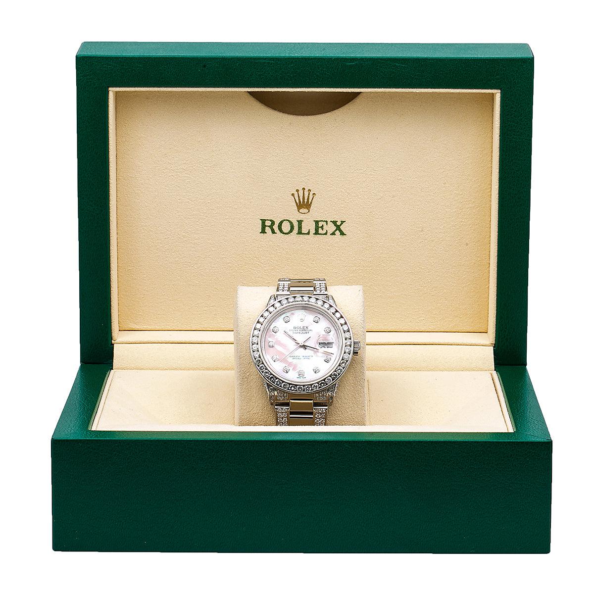 Rolex Datejust Diamond Watch, 16014 36mm, Pink Diamond Dial With 5.75 CT Diamonds