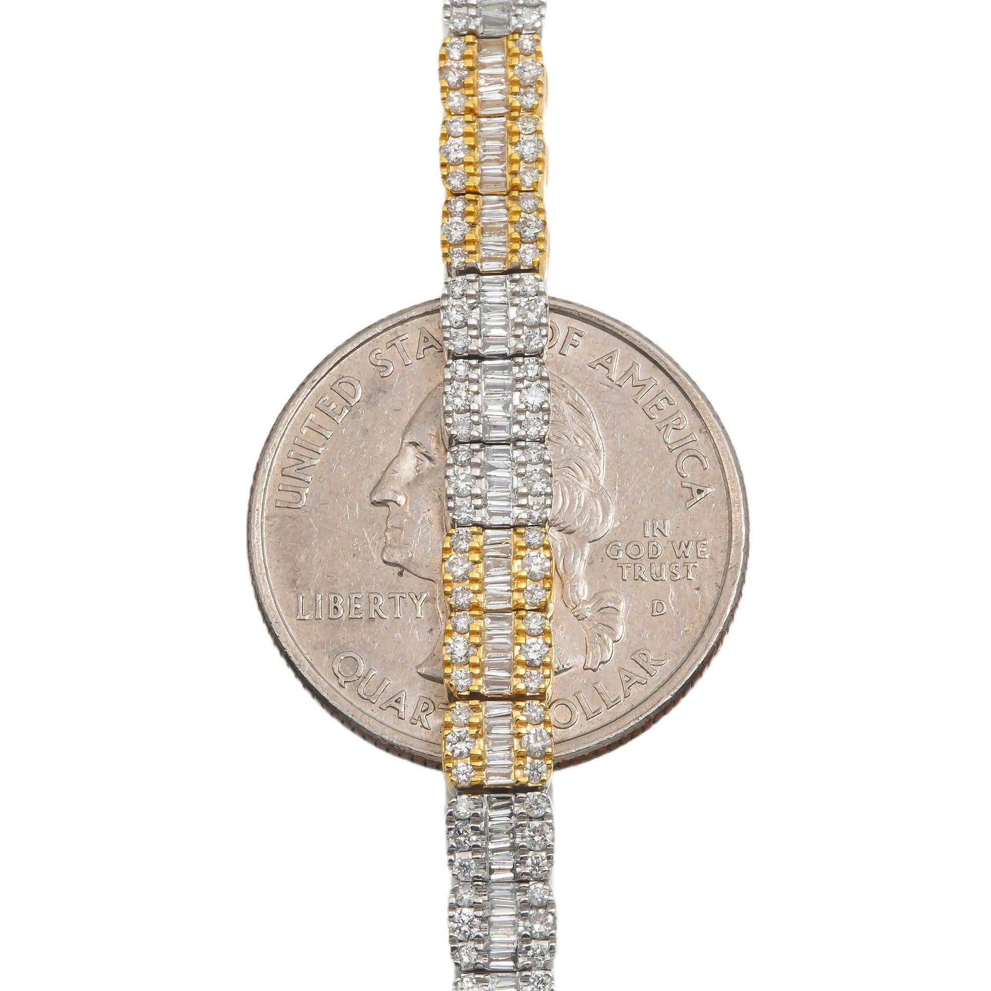 10K GOLD TWO TONE BAGUETTE DIAMOND CHAIN 9.93 CT