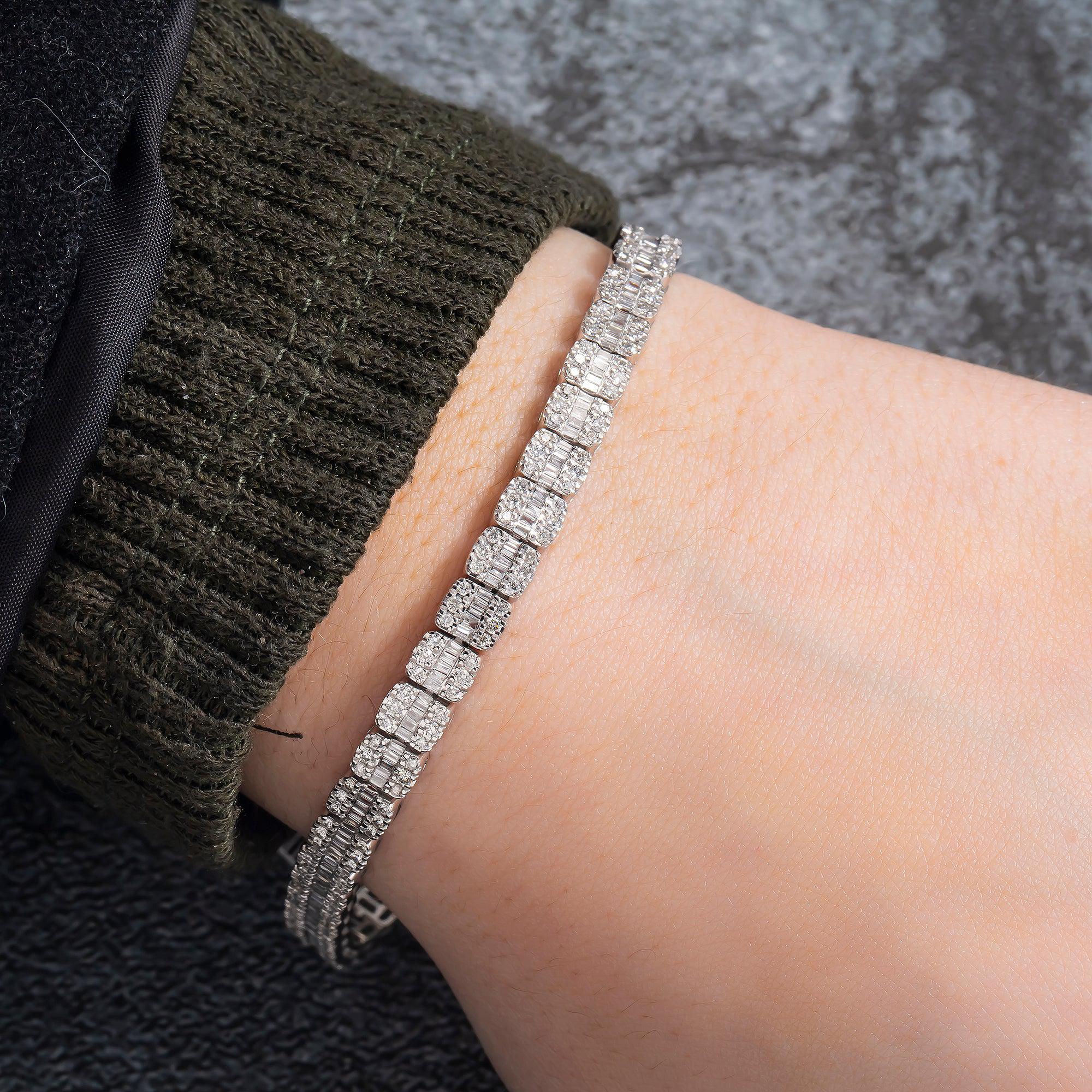 10K GOLD BAGUETTE DIAMONDS BRACELET 3.66 CT