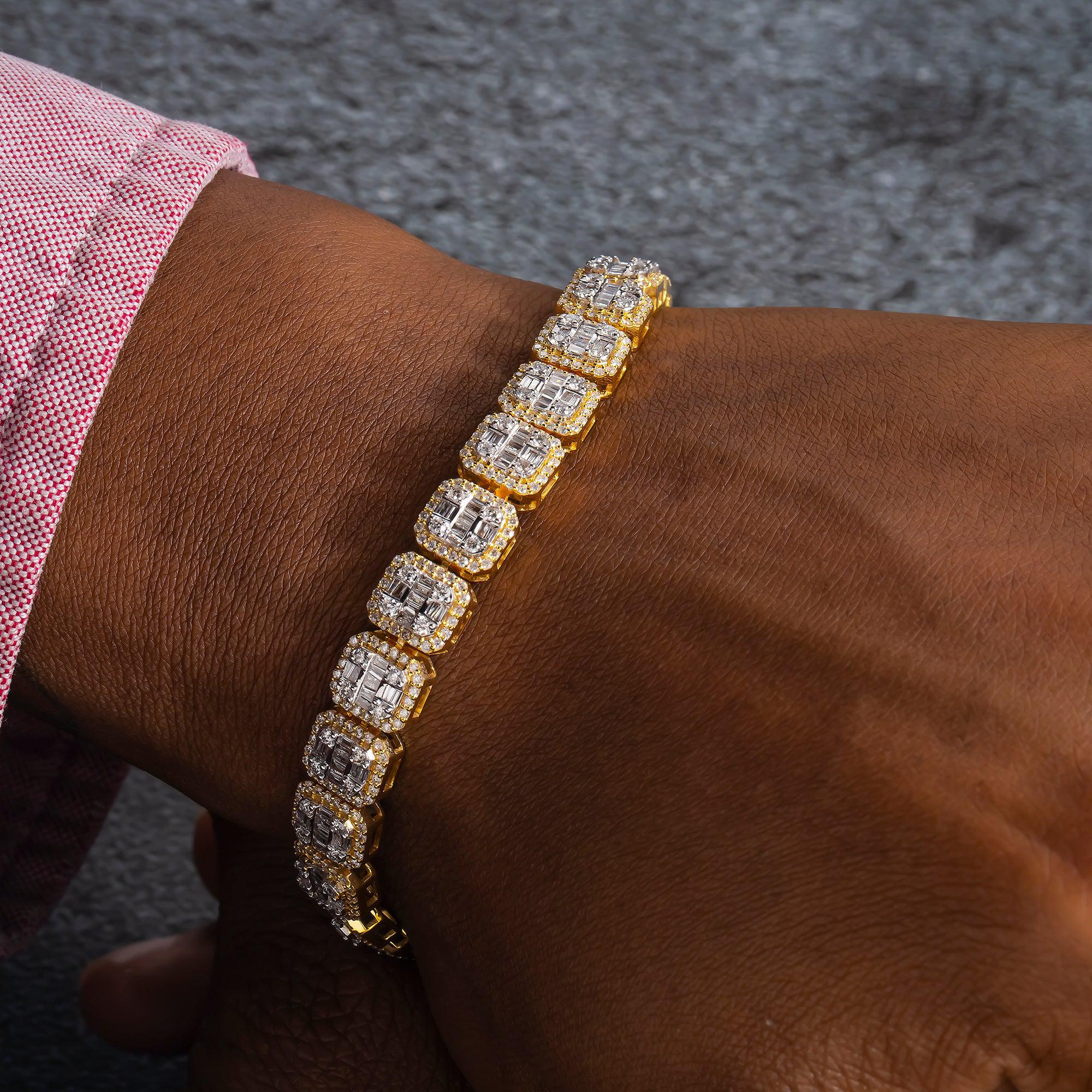10K GOLD BAGUETTE DIAMONDS BRACELET 5.70 CT