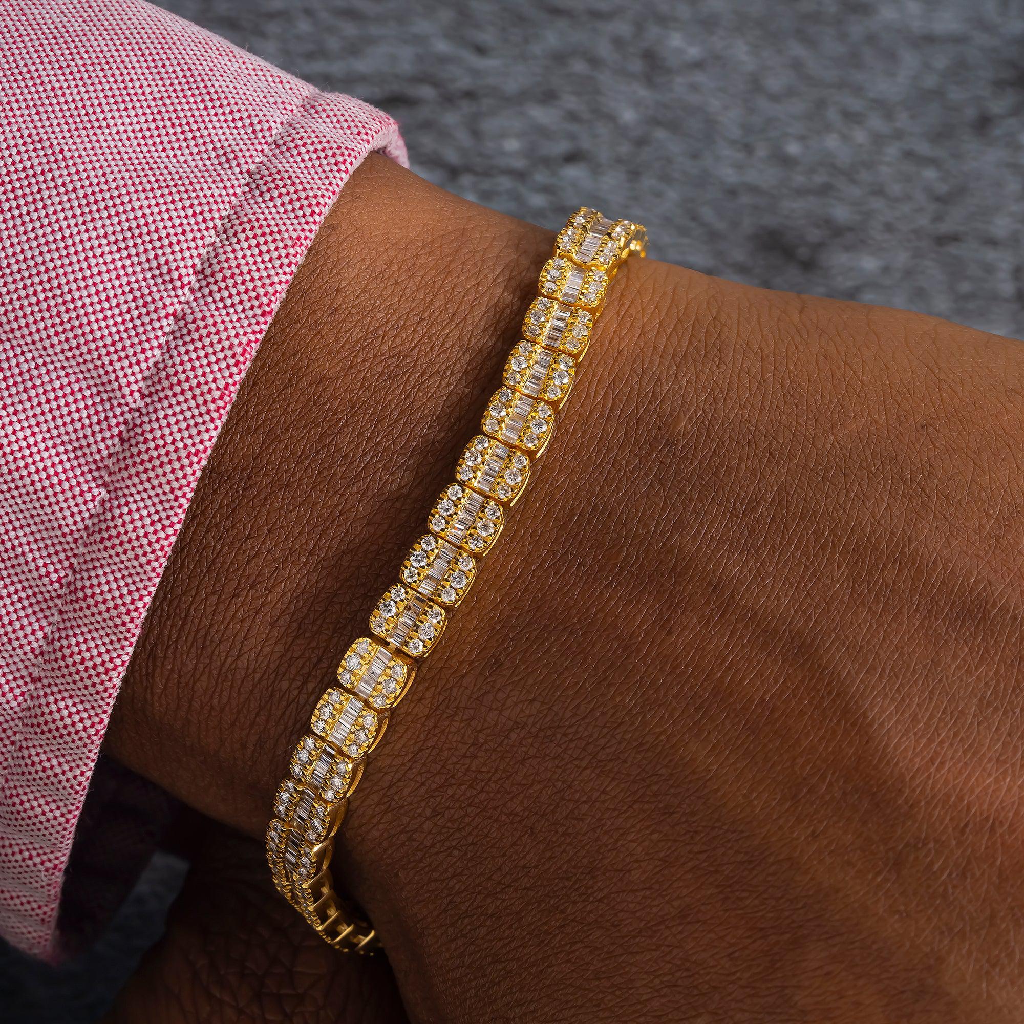 10K GOLD BAGUETTE DIAMONDS BRACELET 3.66 CT