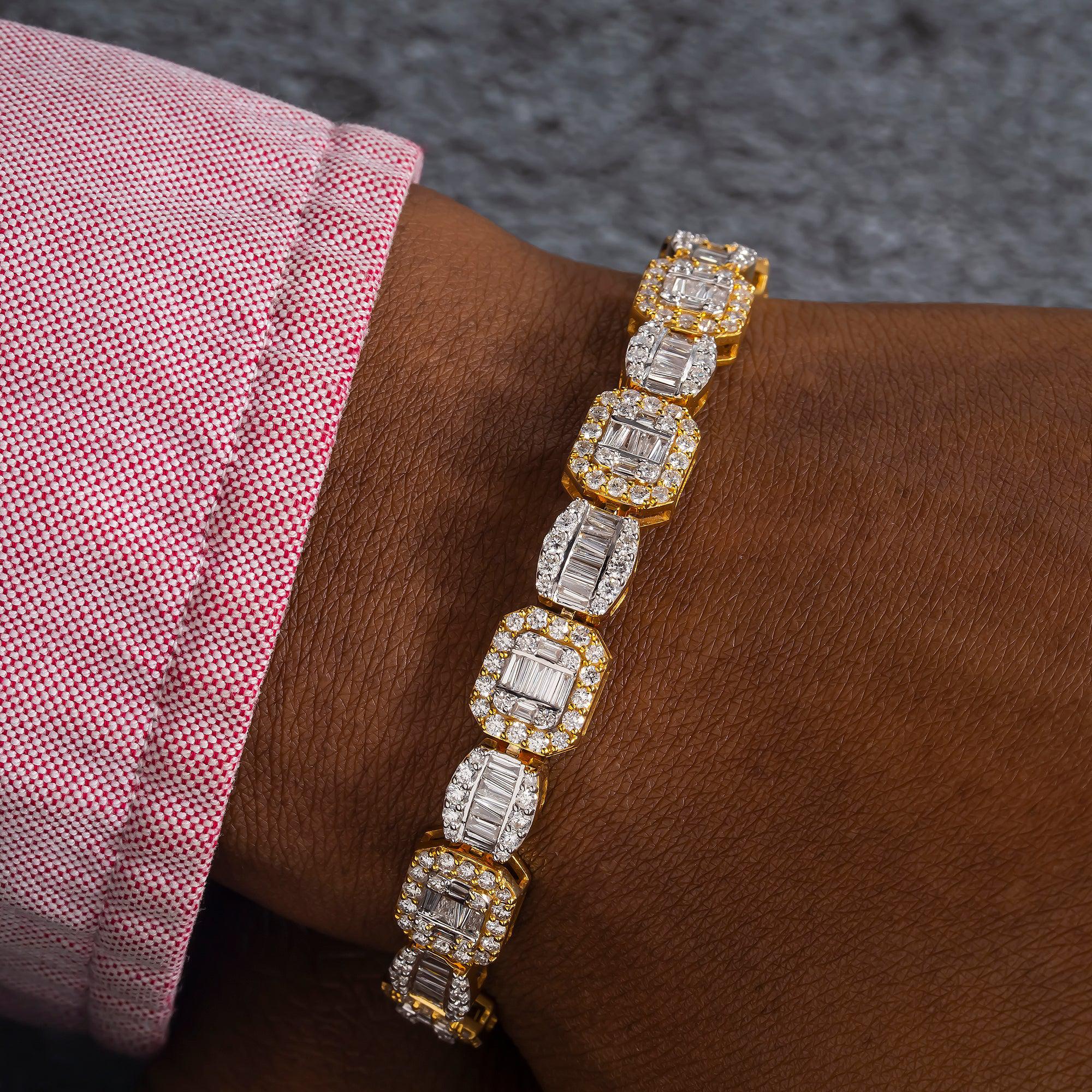 10K GOLD BAGUETTE DIAMONDS BRACELET 6.94 CT