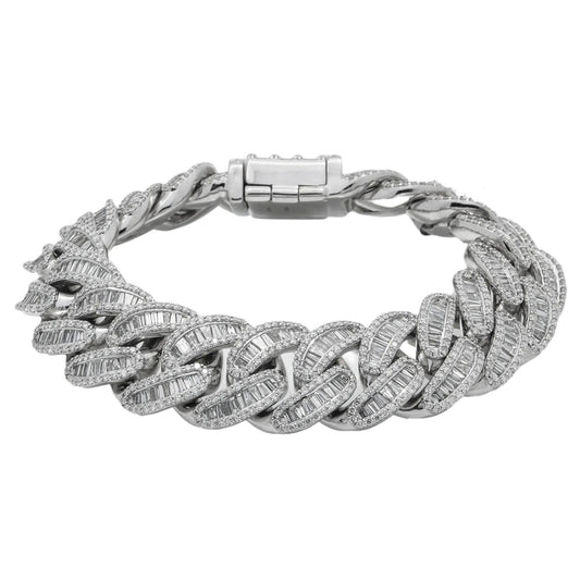 10K GOLD BAGUETTE DIAMONDS 18MM CUBAN LINK BRACELET 17.96 CT