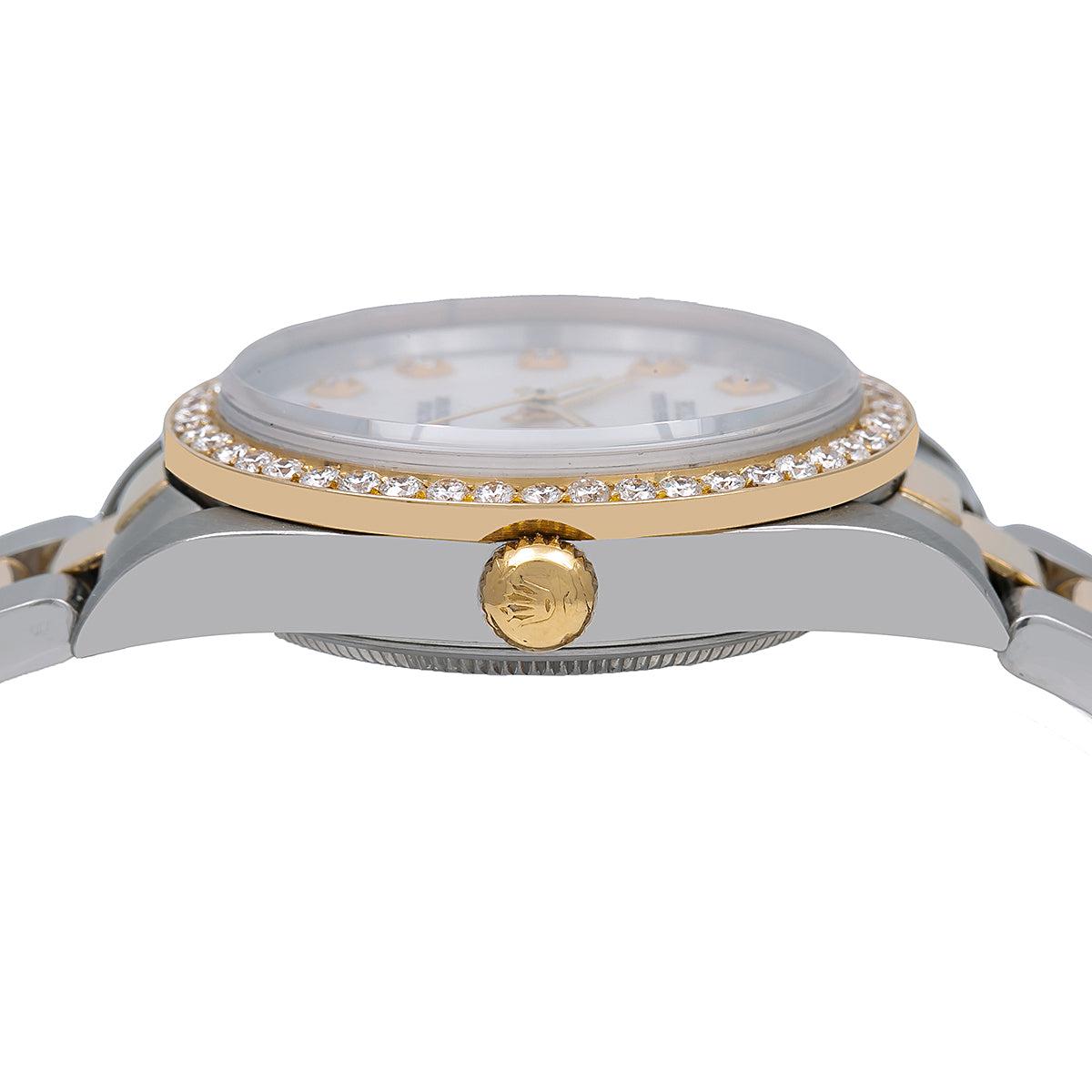 Rolex Oyster Perpetual 14233 34MM White Diamond Dial With 1.25 CT Diamonds