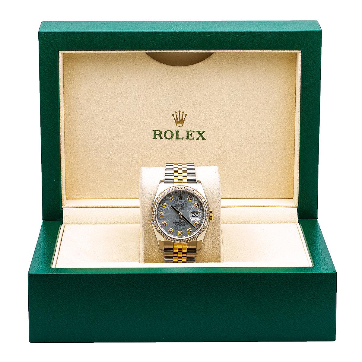 Rolex Datejust Diamond Watch, 116233 36mm, Silver Diamond Dial With 1.20 CT Diamonds