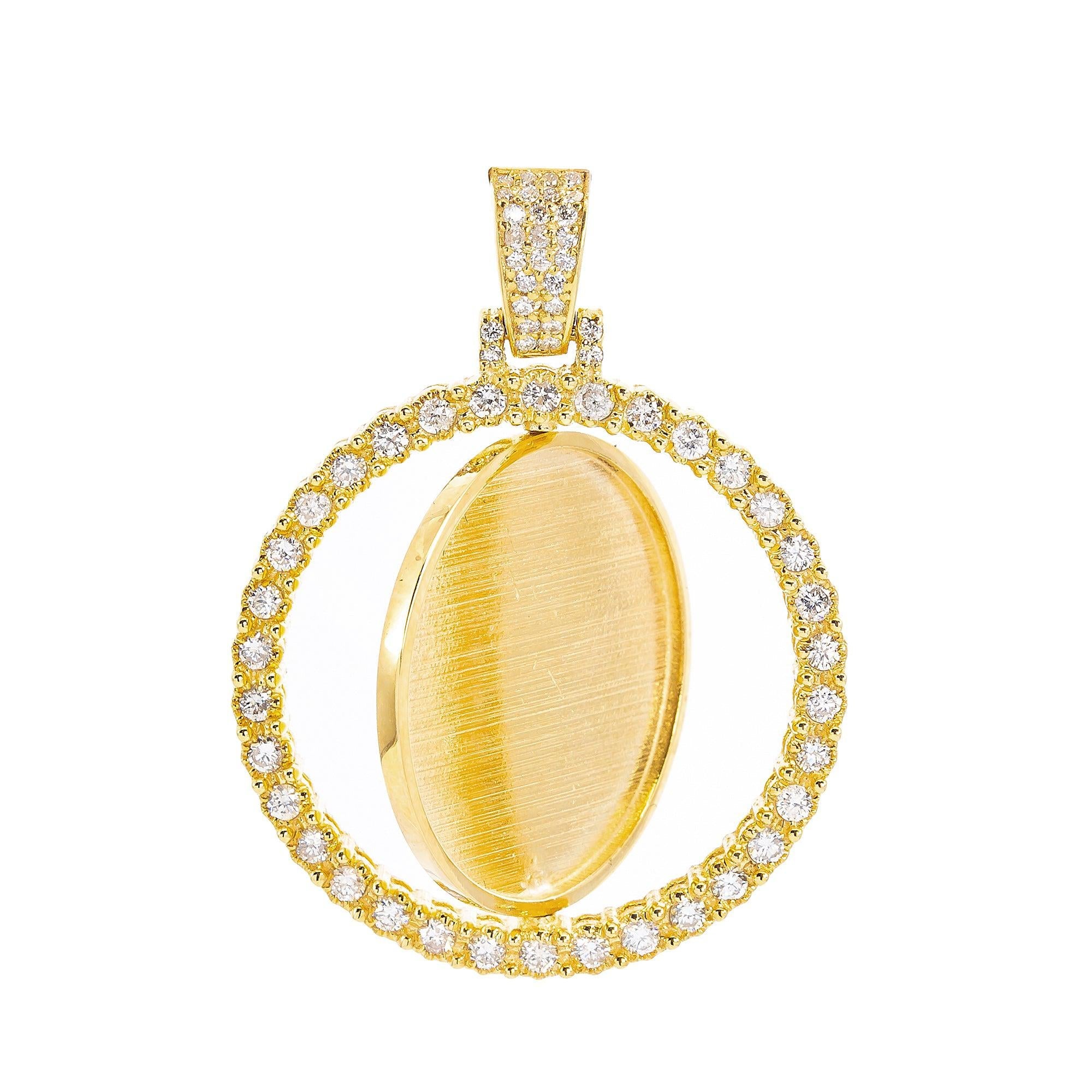 YELLOW GOLD AND DIAMOND ROUND PICTURE PENDANT WITH 1.25CT DIAMONDS