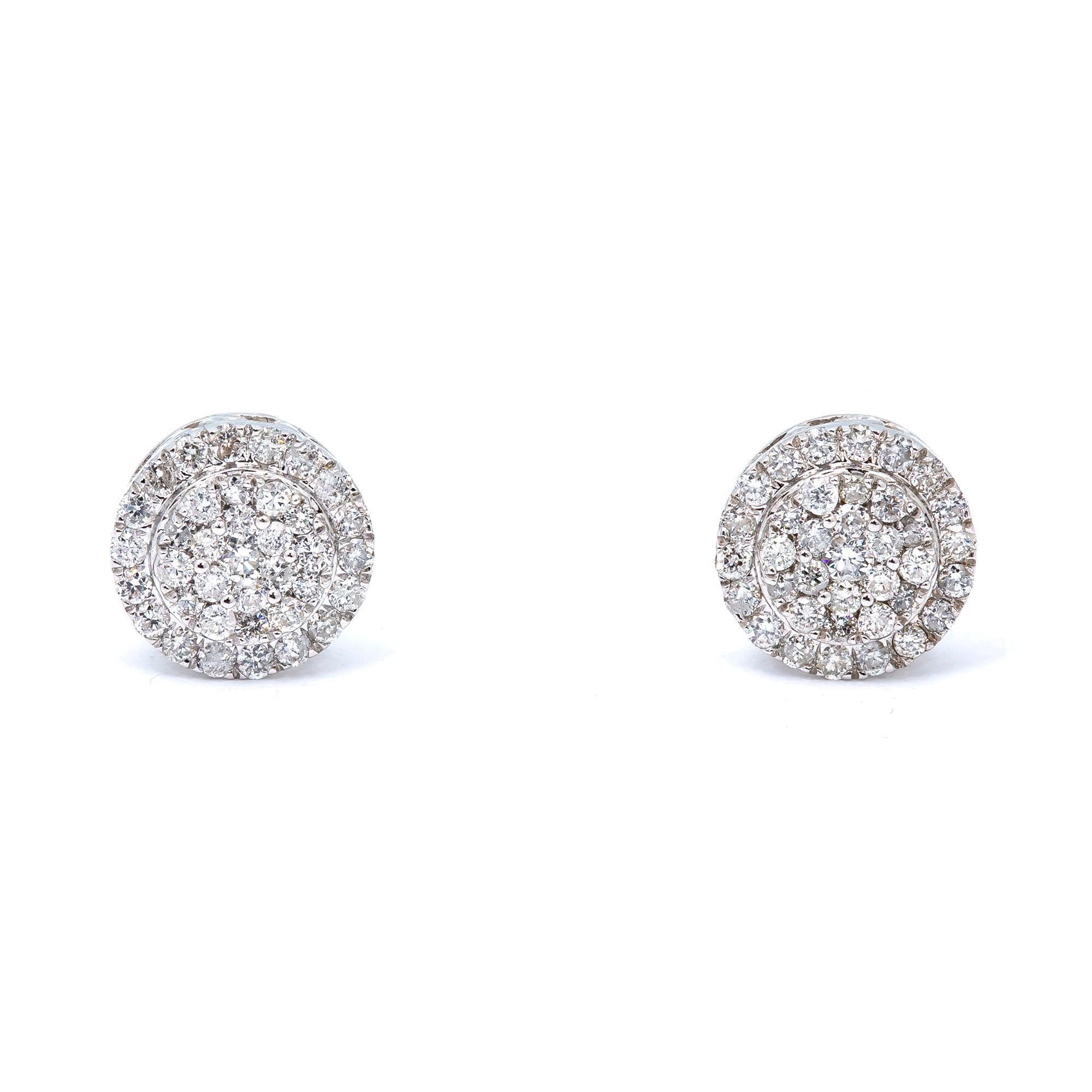 14K WHITE GOLD UNISEX EARRINGS WITH  1 CT DIAMONDS