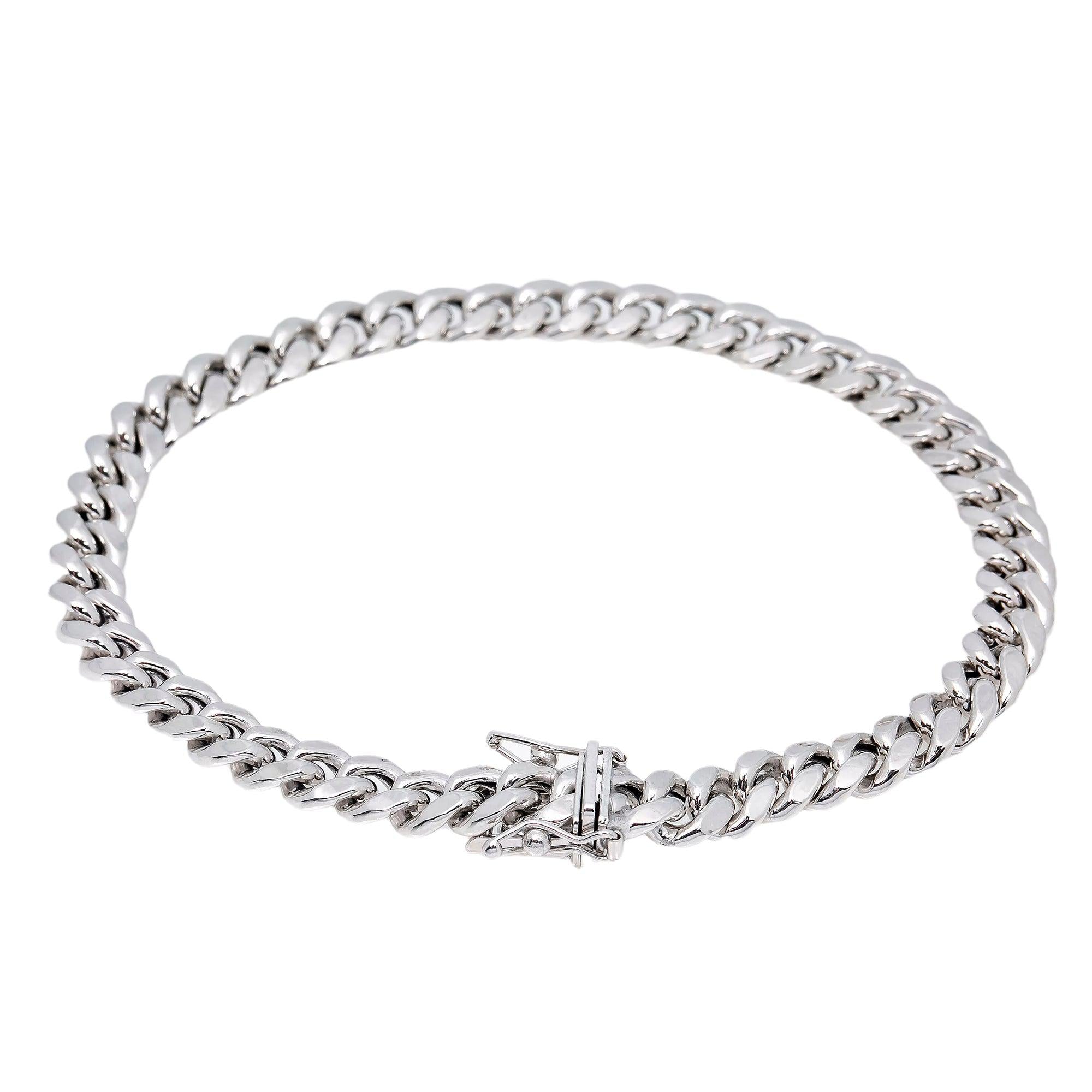 10K HOLLOW WHITE GOLD 6.5MM CUBAN BRACELET