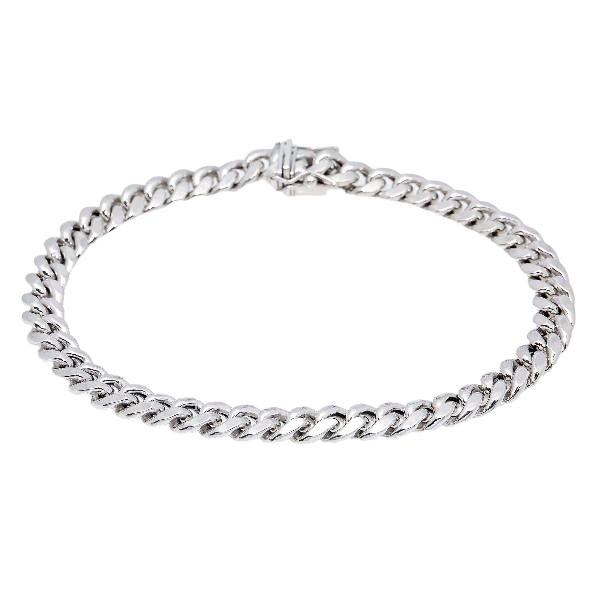 10K HOLLOW WHITE GOLD 6.5MM CUBAN BRACELET