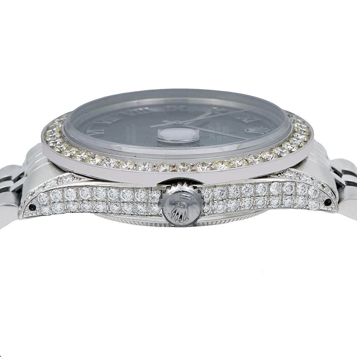 Rolex Datejust Diamond Watch, 16014 36mm, Black Dial With 2.85 CT Diamonds