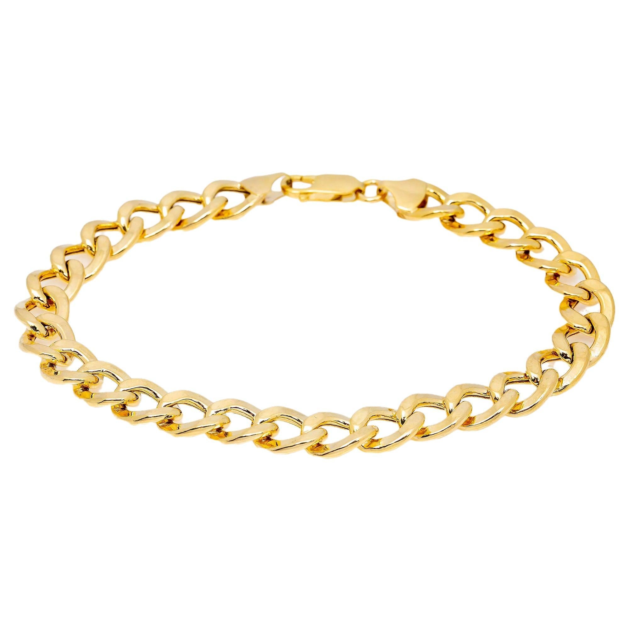 10K HOLLOW YELLOW GOLD 8.5MM OPEN CUBAN BRACELET