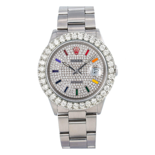 Rolex Datejust 16030 36MM Silver Diamond Dial With Stainless Steel Oyster Bracelet