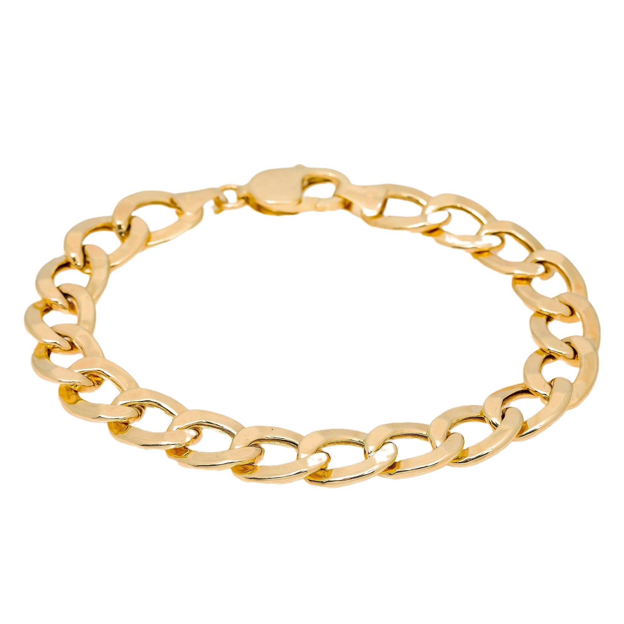 10K HOLLOW YELLOW GOLD CUBAN BRACELET