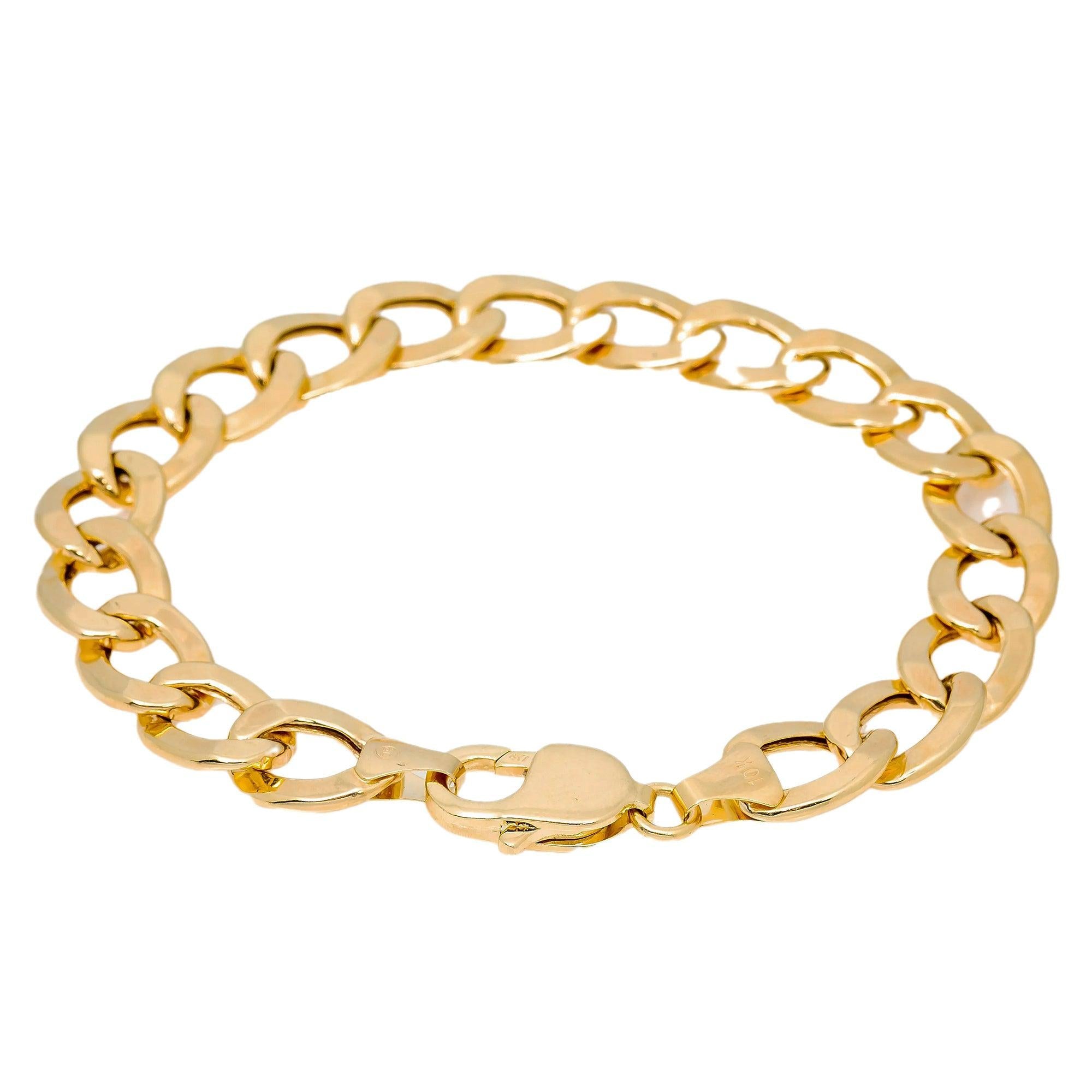 10K HOLLOW YELLOW GOLD CUBAN BRACELET