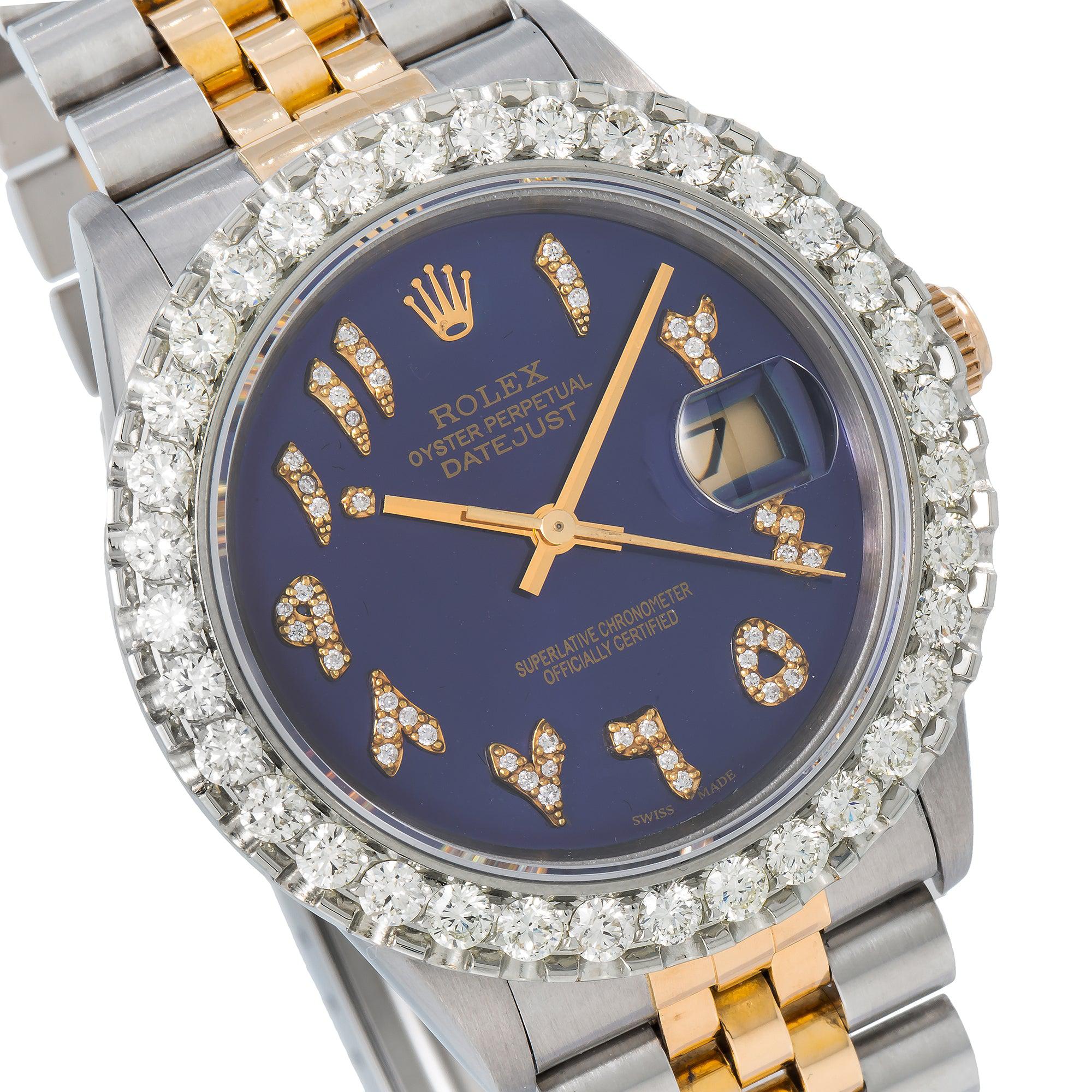 Rolex Datejust 16013 36MM Blue Diamond Dial With Two Tone Jubilee Bracelet