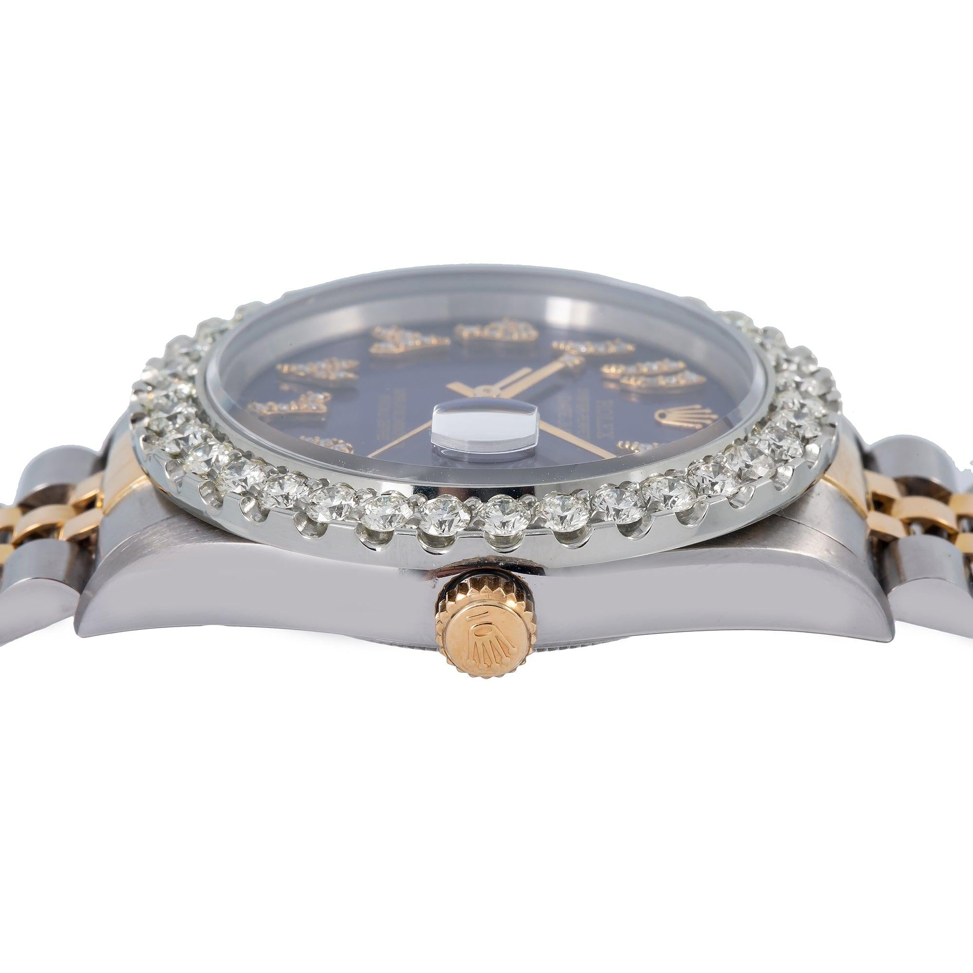 Rolex Datejust 16013 36MM Blue Diamond Dial With Two Tone Jubilee Bracelet