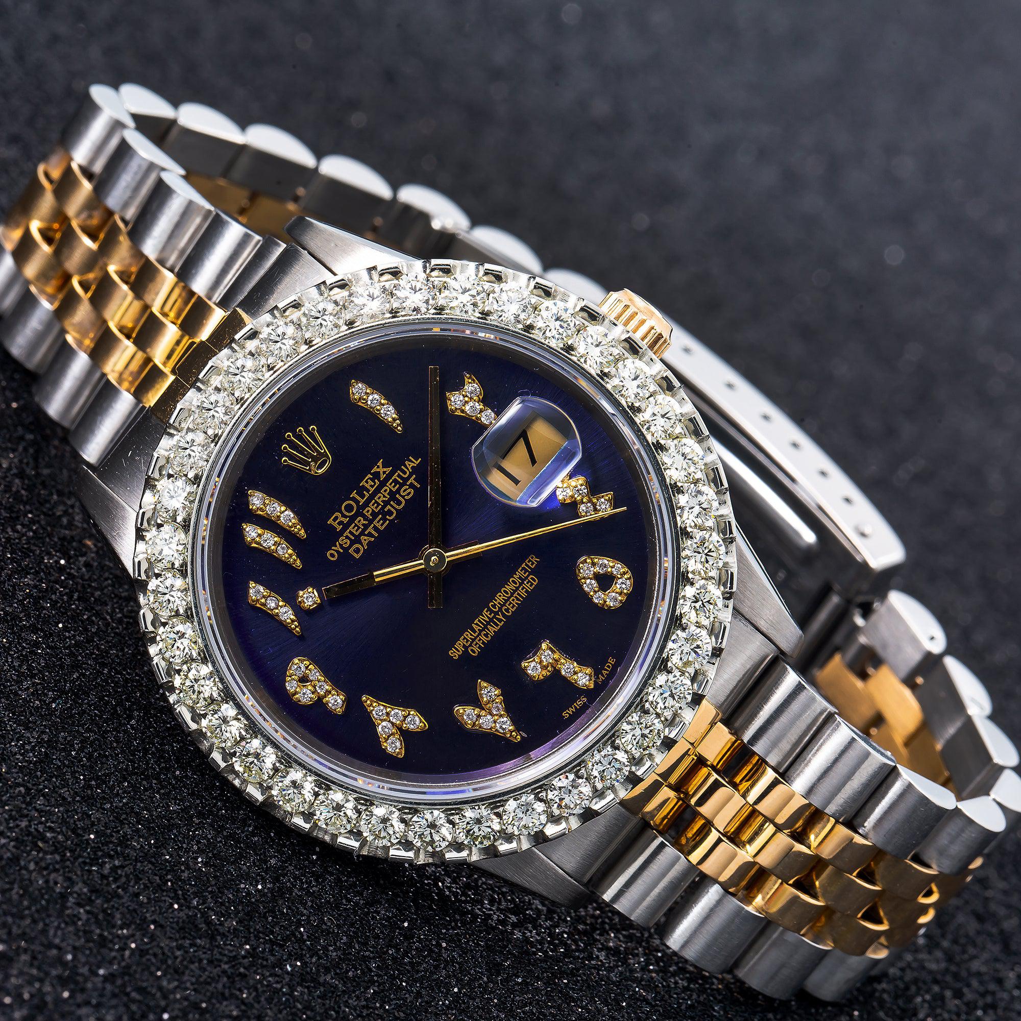 Rolex Datejust 16013 36MM Blue Diamond Dial With Two Tone Jubilee Bracelet