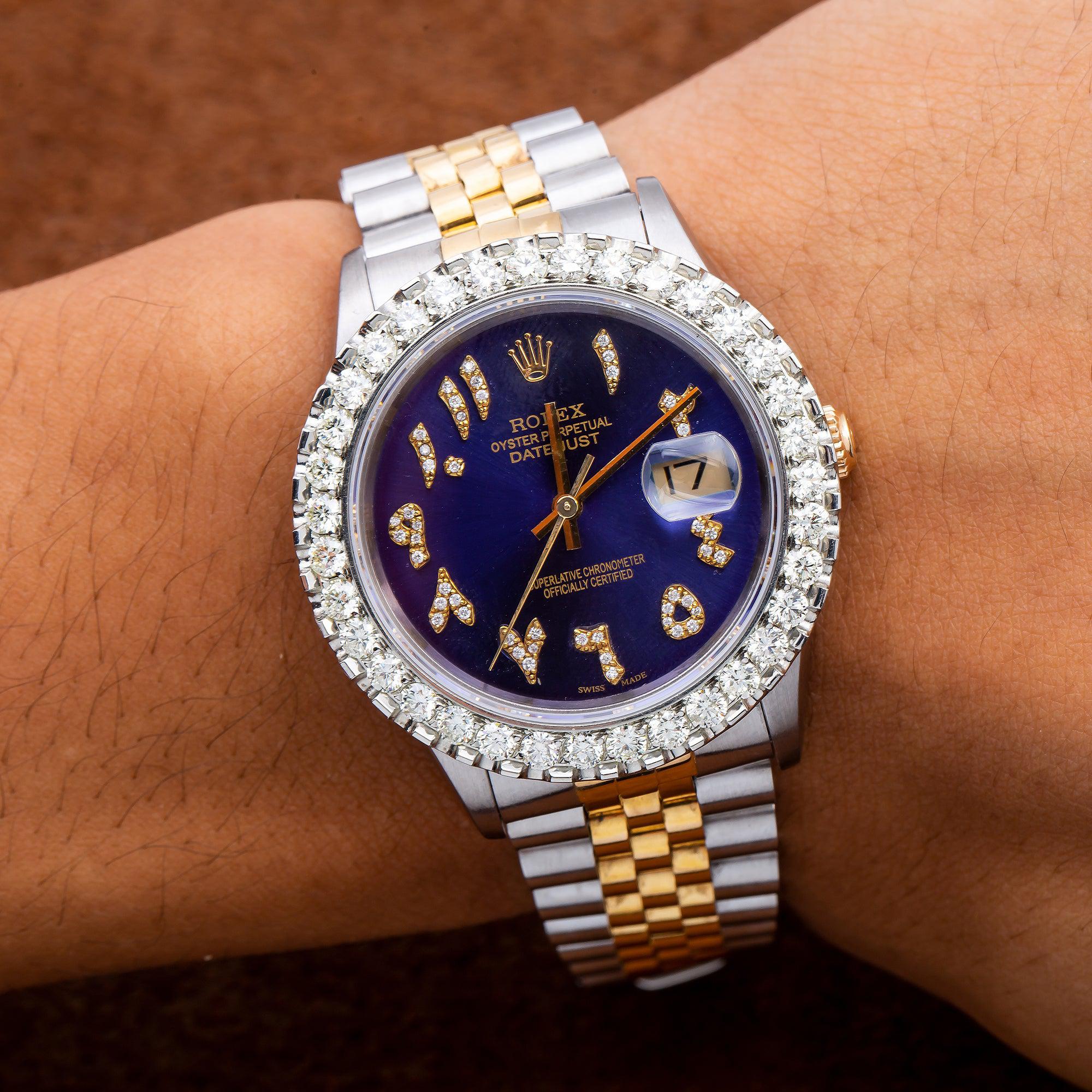 Rolex Datejust 16013 36MM Blue Diamond Dial With Two Tone Jubilee Bracelet