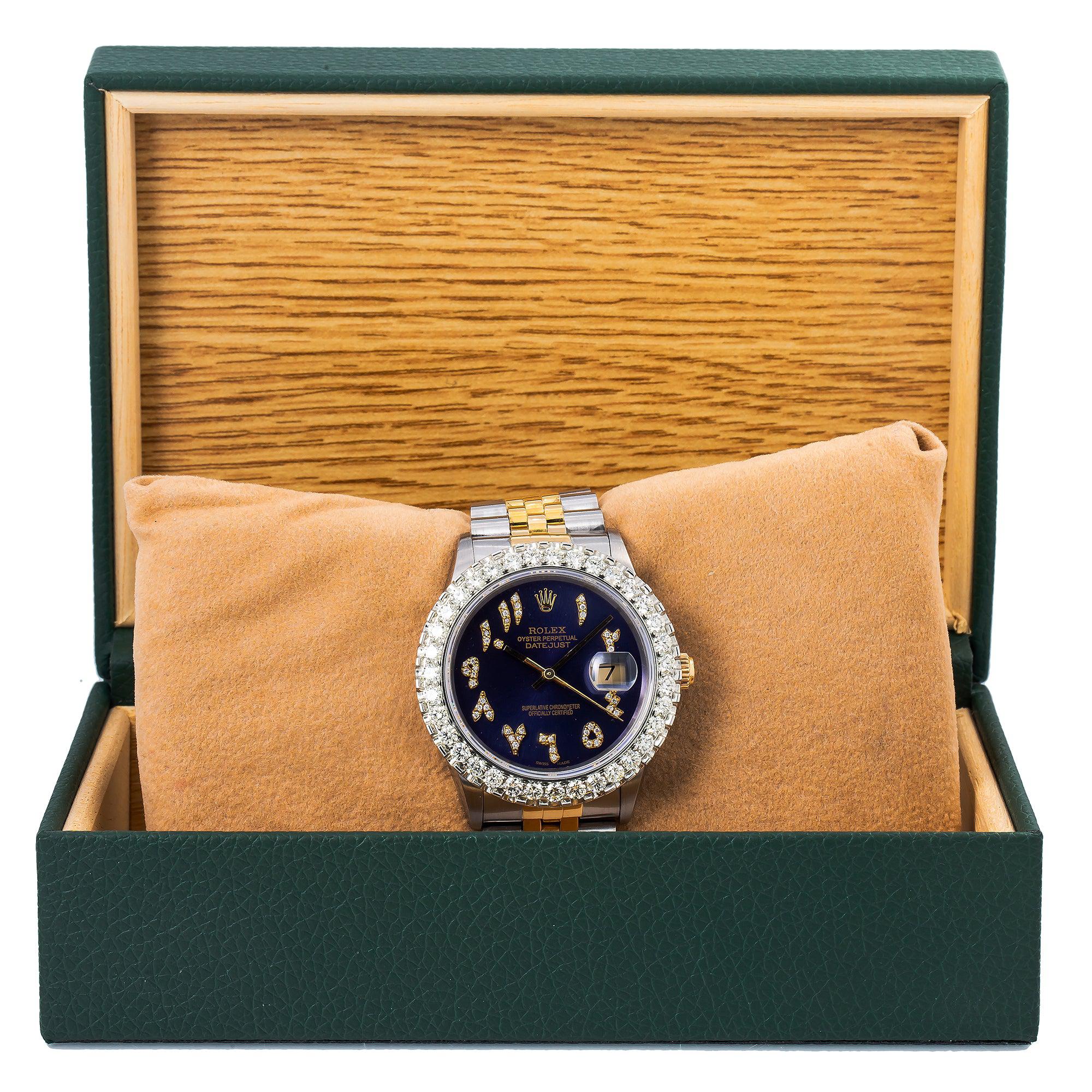 Rolex Datejust 16013 36MM Blue Diamond Dial With Two Tone Jubilee Bracelet