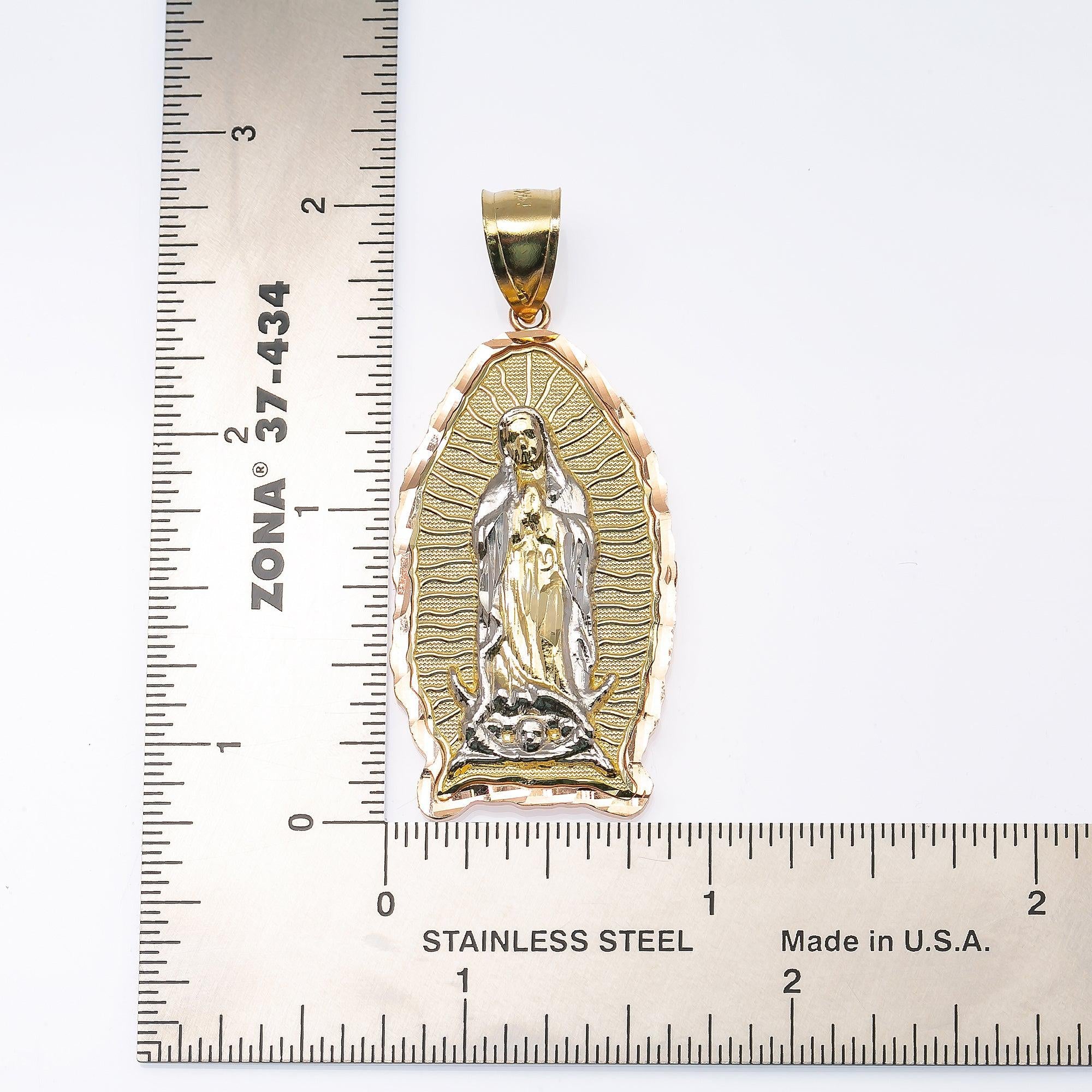 14K GOLD TRICOLOR SAINT MARIA PENDANT
