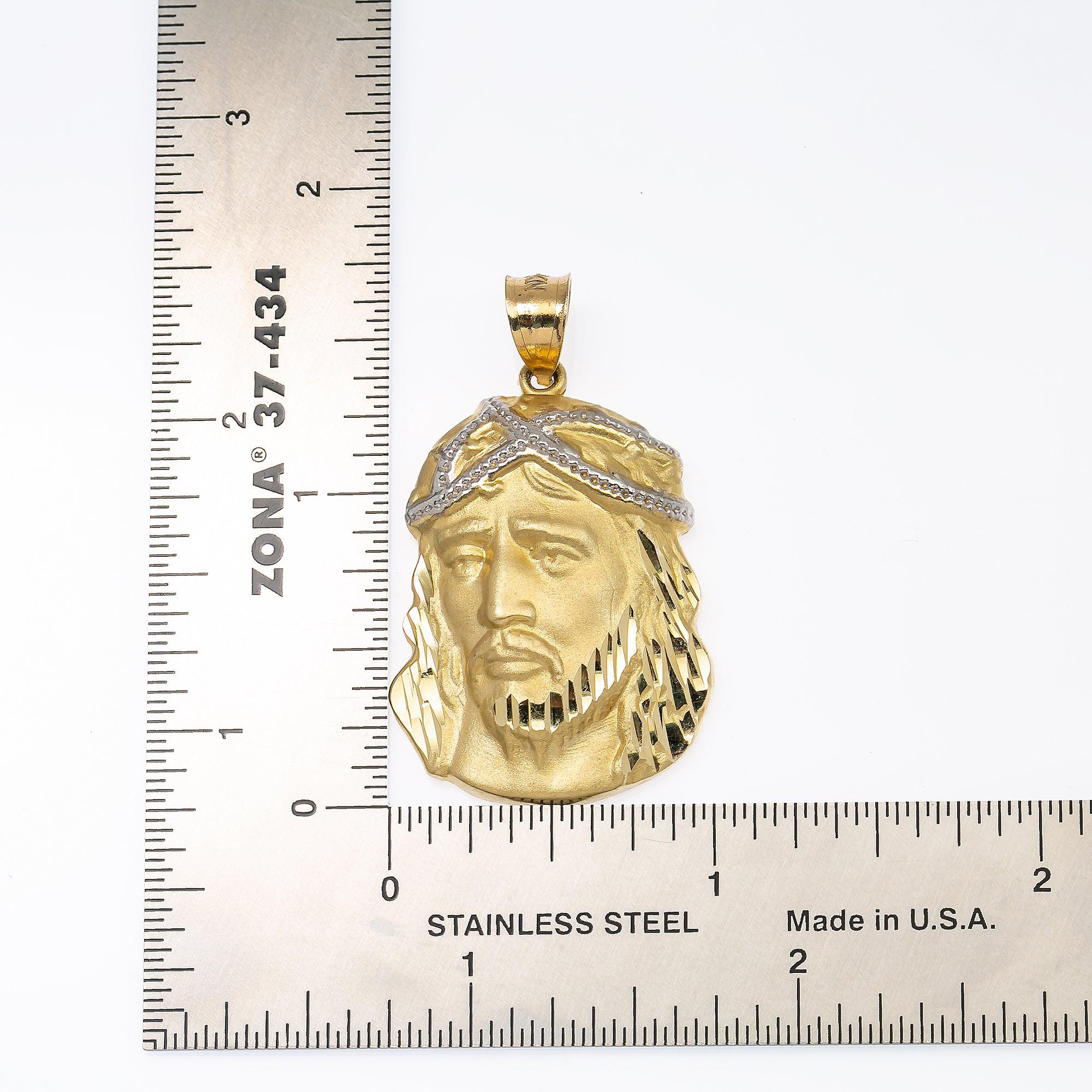 14K YELLOW GOLD JESUS HEAD PENDANT