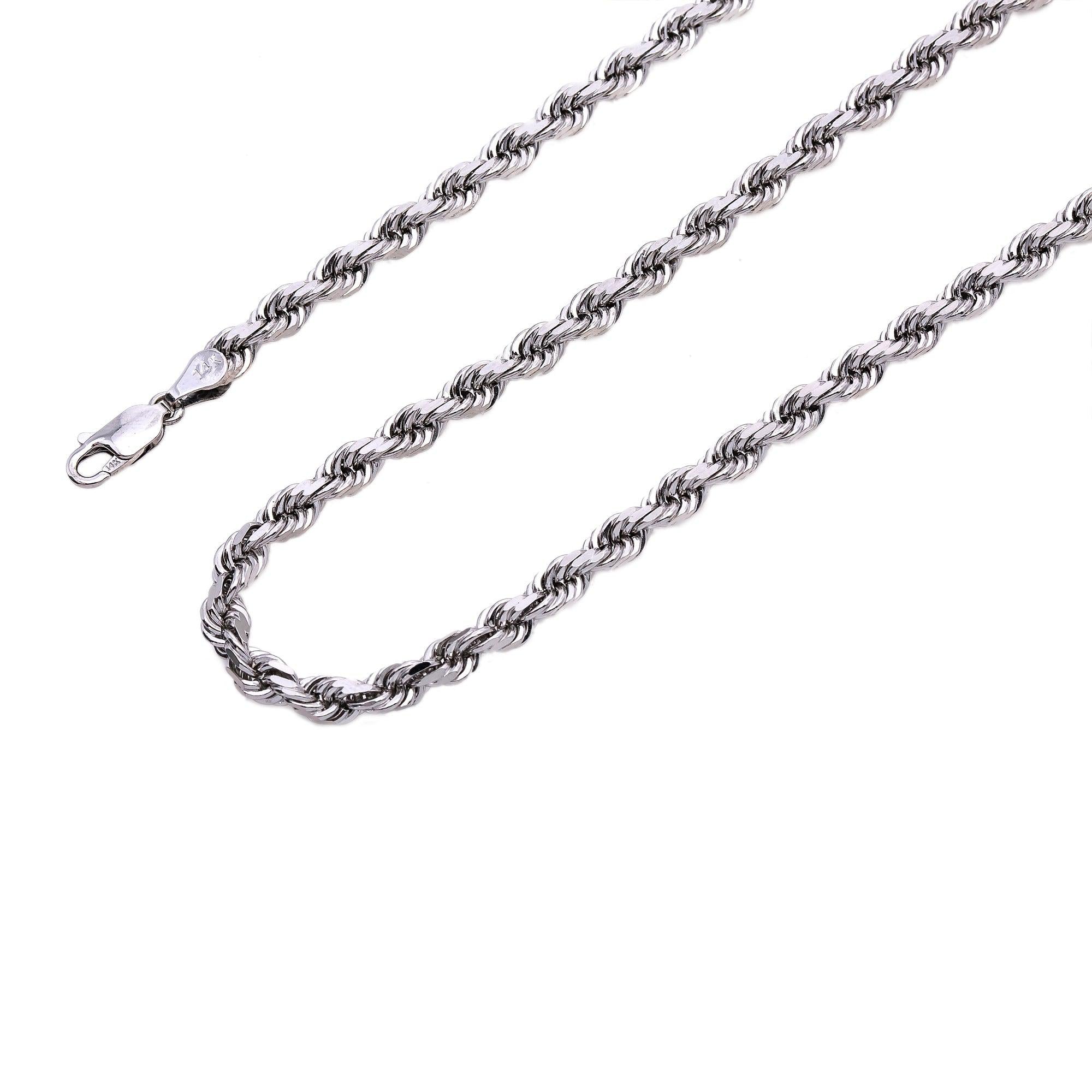 10K WHITE GOLD HOLLOW ROPE CHAIN