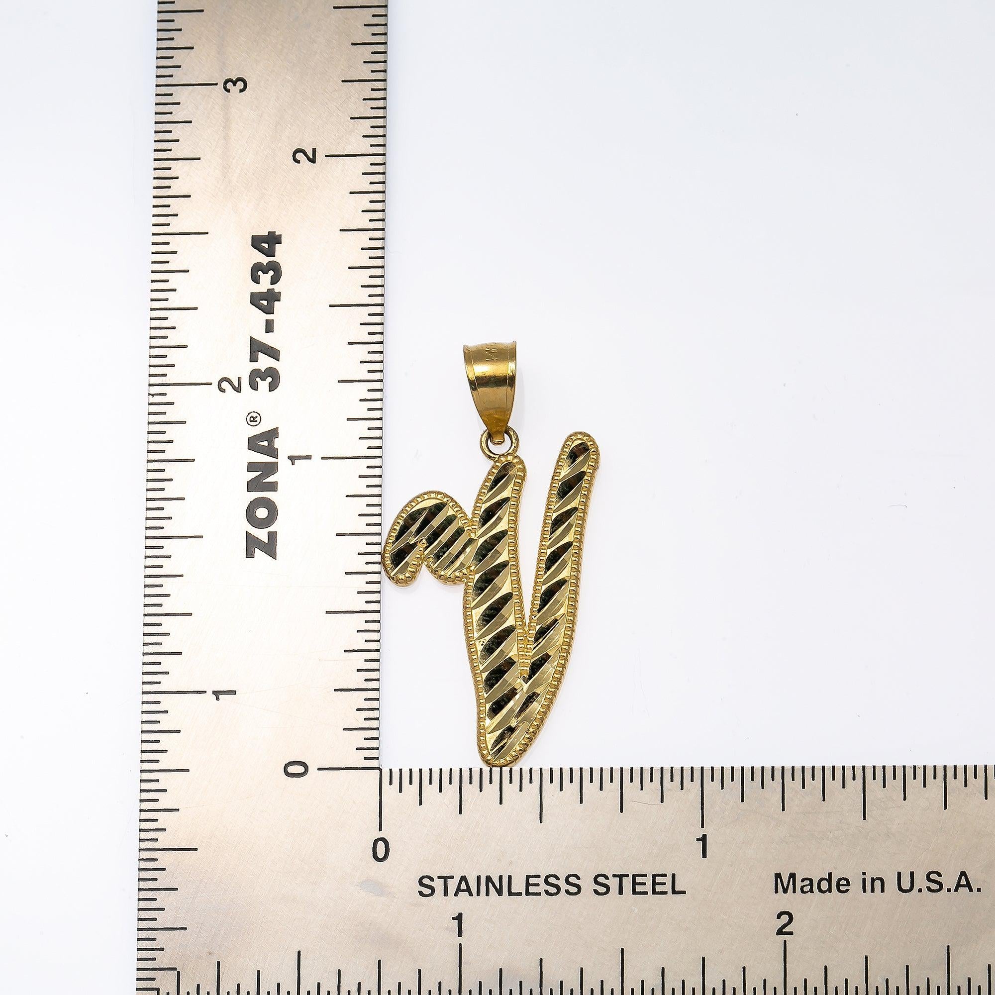 14K YELLOW GOLD V PENDANT