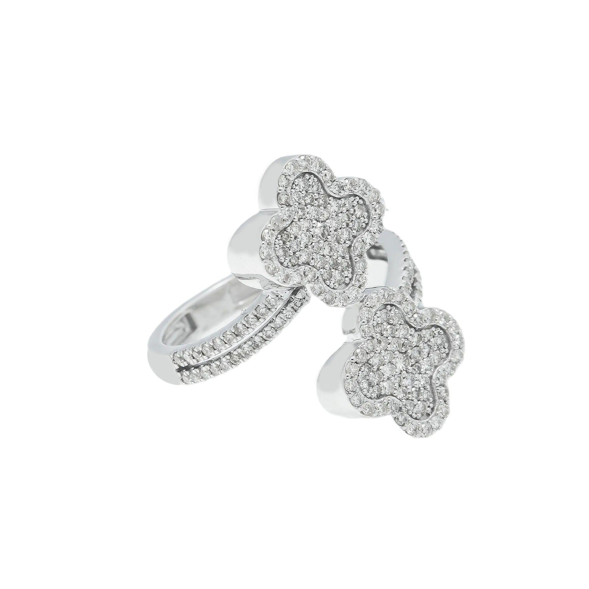 10K GOLD ROUND DIAMOND OPEN DOUBLE CLOVER RING 0.88 CT