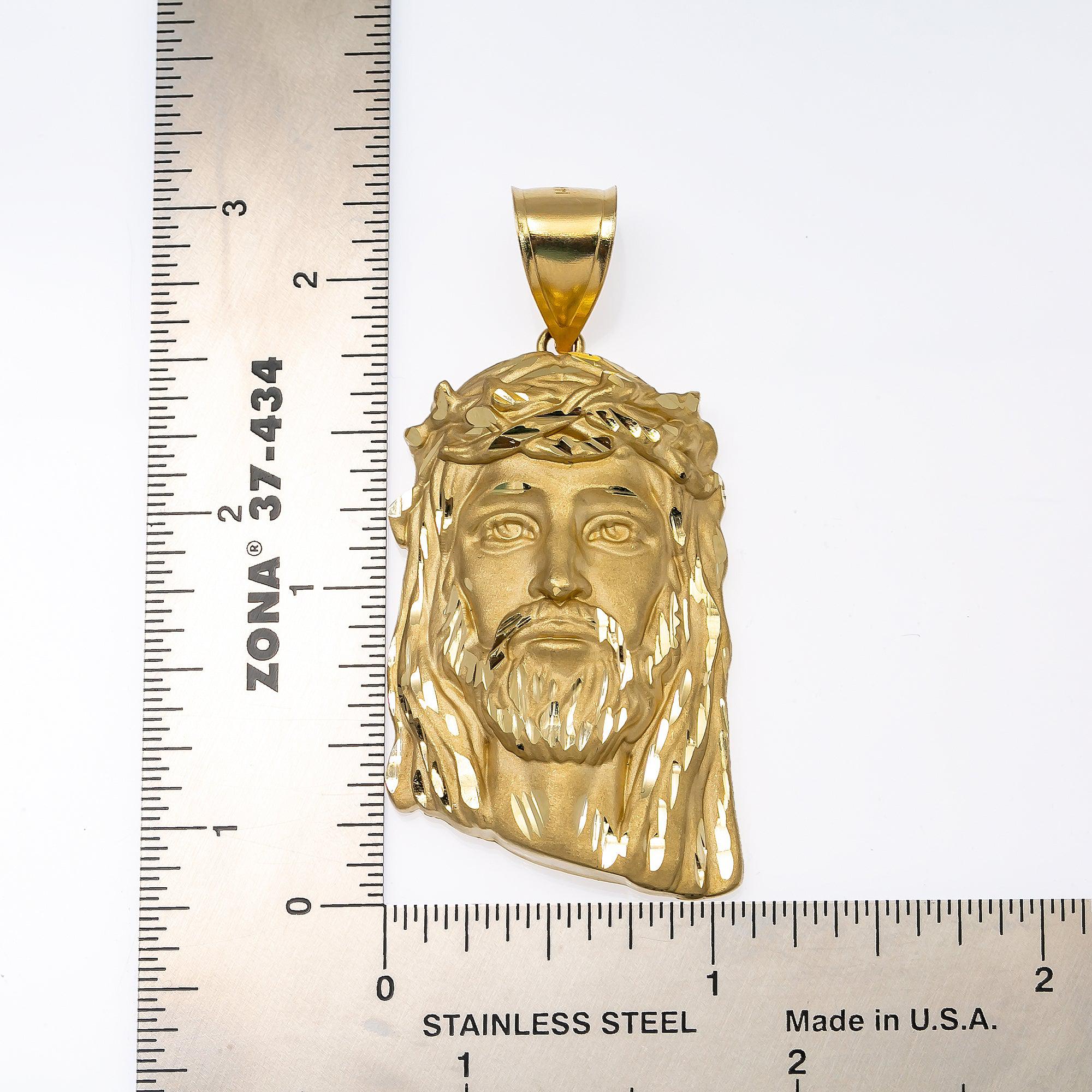 10K YELLOW GOLD JESUS HEAD PENDANT