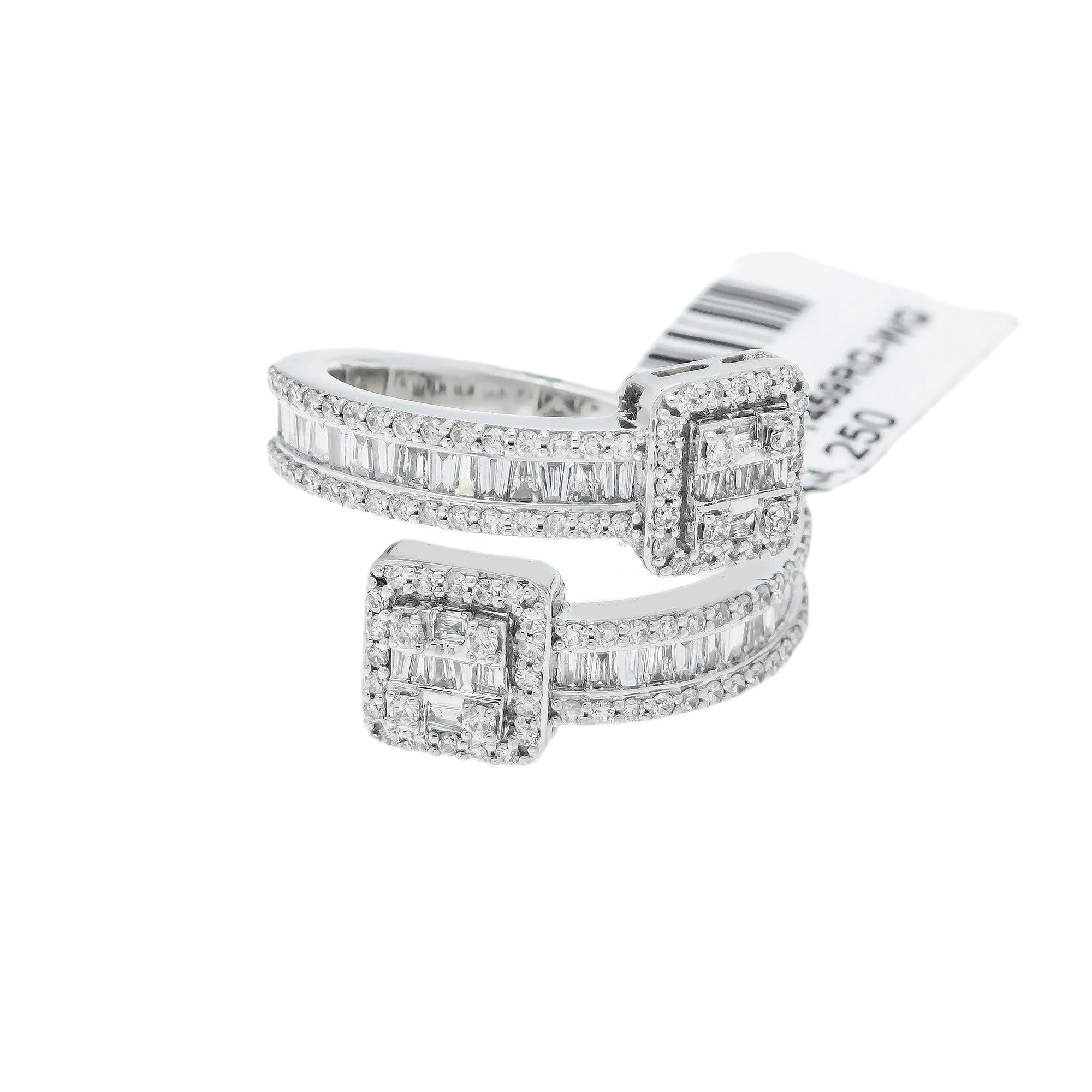 10K GOLD BAGUETTE AND ROUND DIAMOND DOUBLE SQUARE RING 1.27 CT