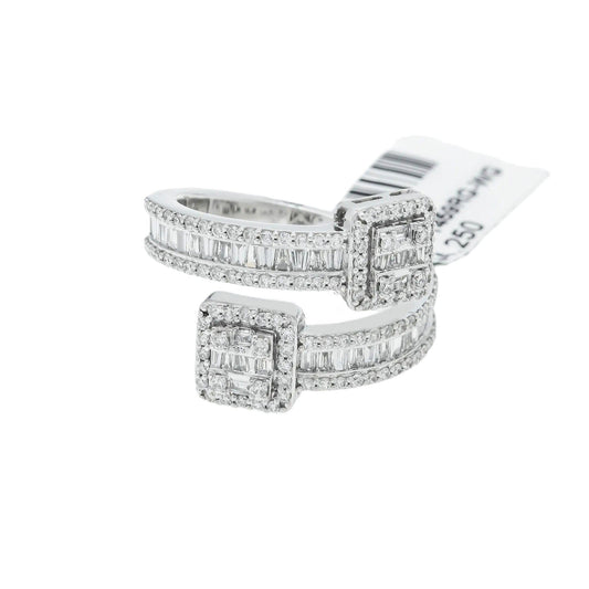 10K GOLD BAGUETTE AND ROUND DIAMOND DOUBLE SQUARE RING 1.27 CT
