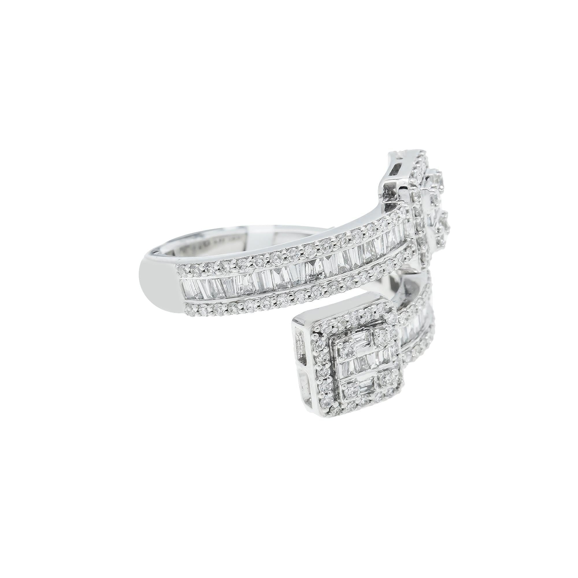 10K GOLD BAGUETTE AND ROUND DIAMOND DOUBLE SQUARE RING 1.27 CT
