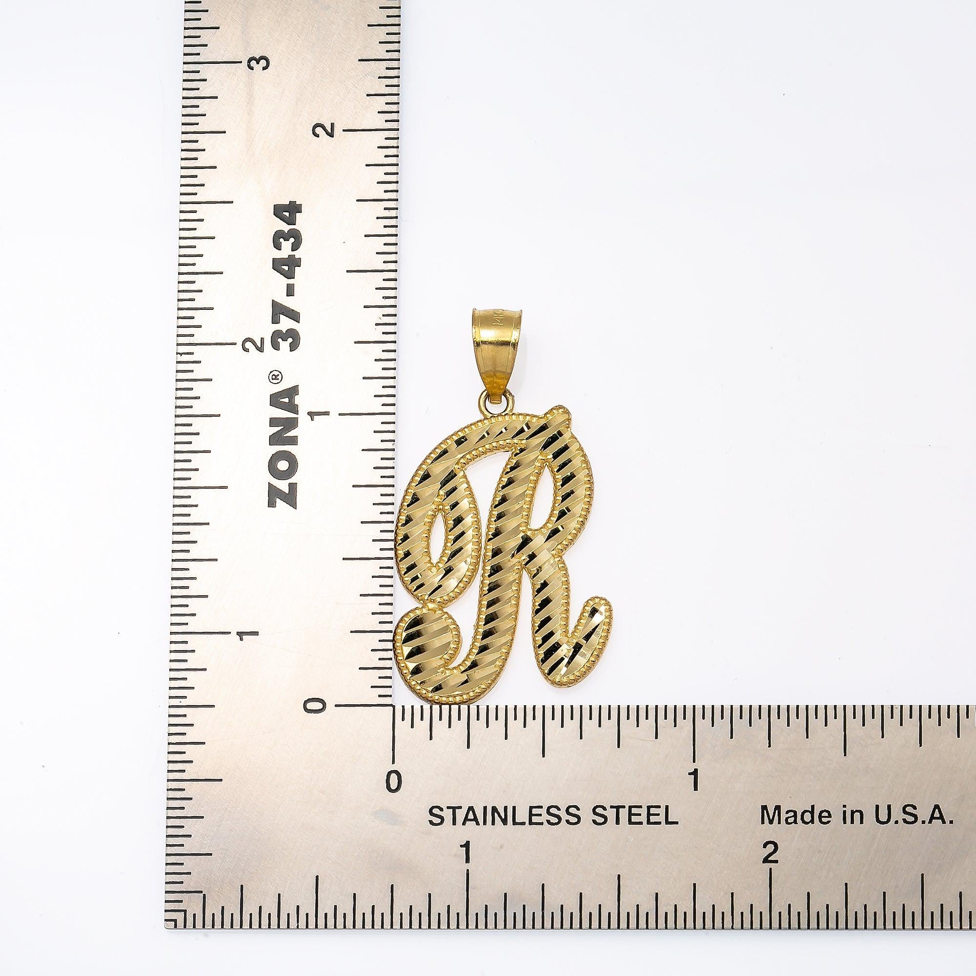 14K YELLOW GOLD LETTER R PENDANT