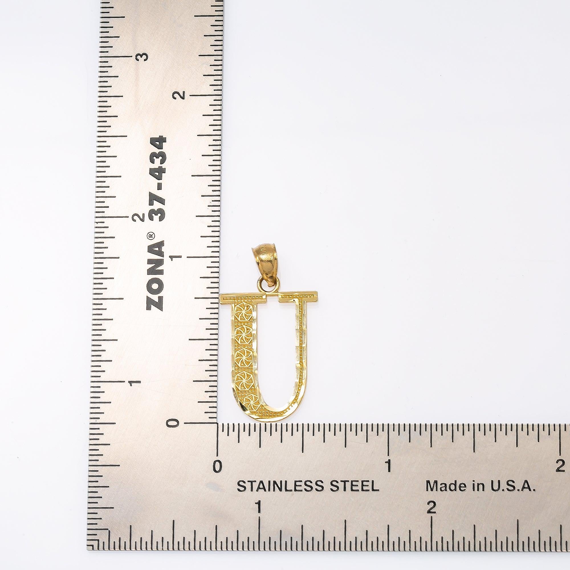 14K YELLOW GOLD LETTER U PENDANT