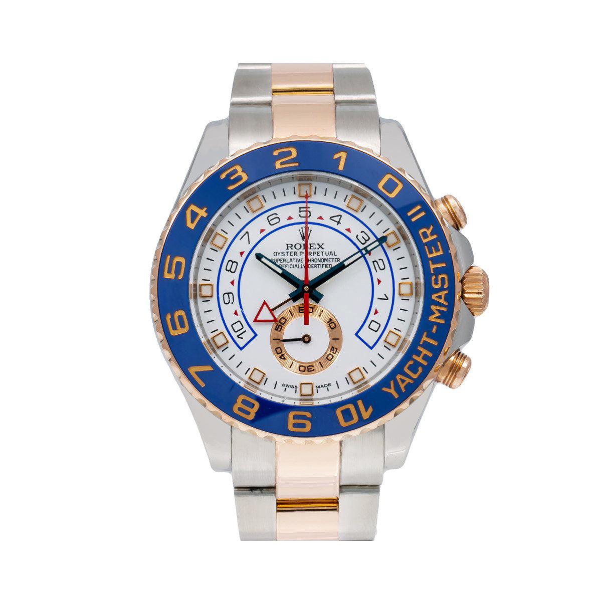 Rolex Yacht-Master II 116681 44MM White Dial Blue Hands With Two Tone Oyster Bracelet