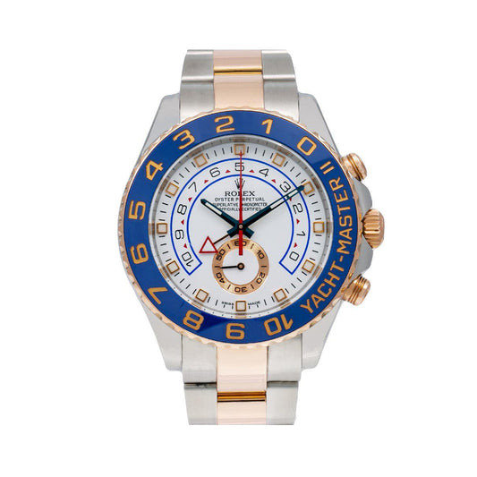 Rolex Yacht-Master II 116681 44MM White Dial Blue Hands With Two Tone Oyster Bracelet