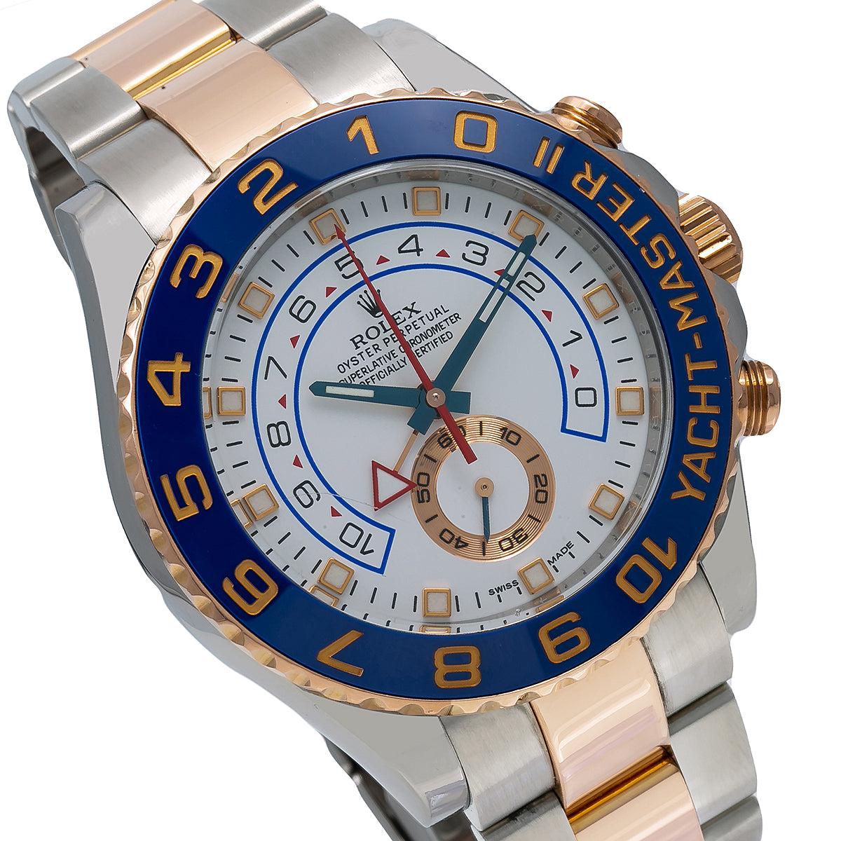 Rolex Yacht-Master II 116681 44MM White Dial Blue Hands With Two Tone Oyster Bracelet