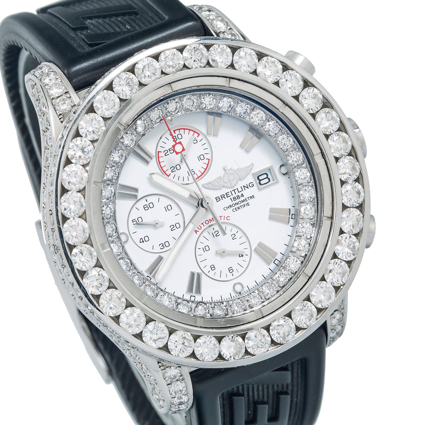 Breitling Super Avenger A13370 48MM White Diamond Dial And Bezel