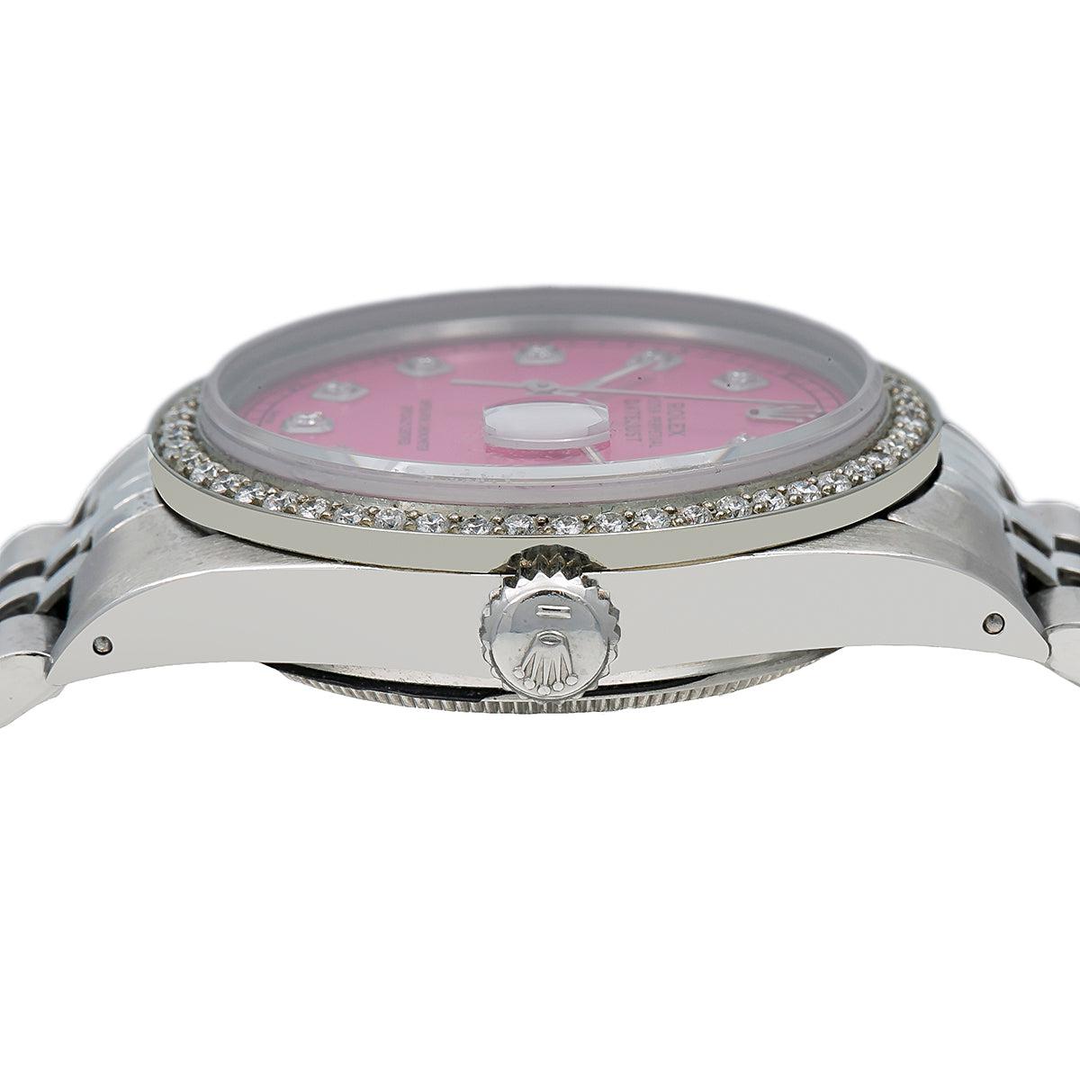 Rolex Datejust Diamond Watch 16030 36mm Pink Diamond Dial With 1.20 CT Diamonds