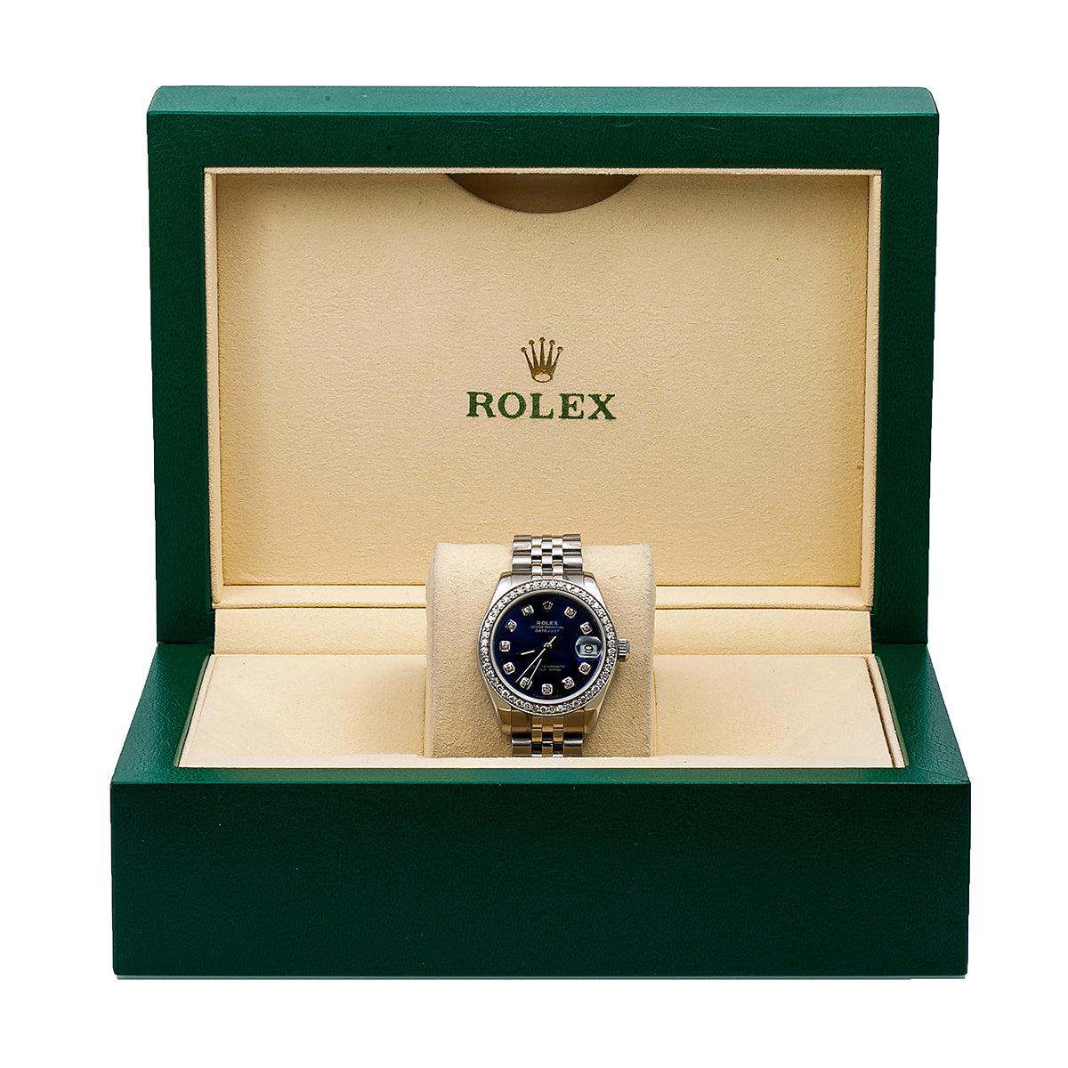 Rolex Datejust Diamond Watch, 178240 31mm, Blue Diamond Dial With 1.25 CT Diamonds