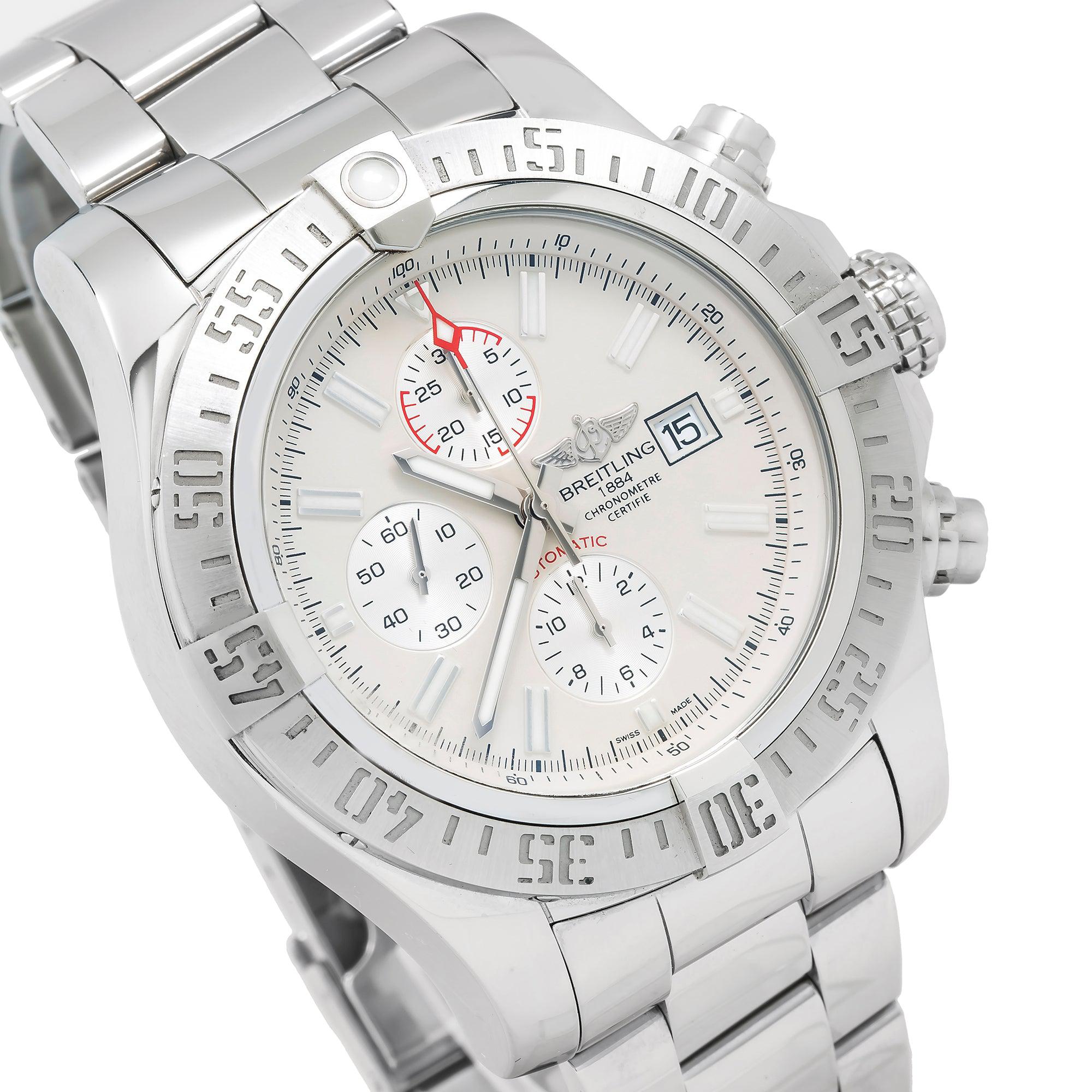 Breitling Super Avenger II A13371 48MM White Dial With Stainless Steel Bracelet