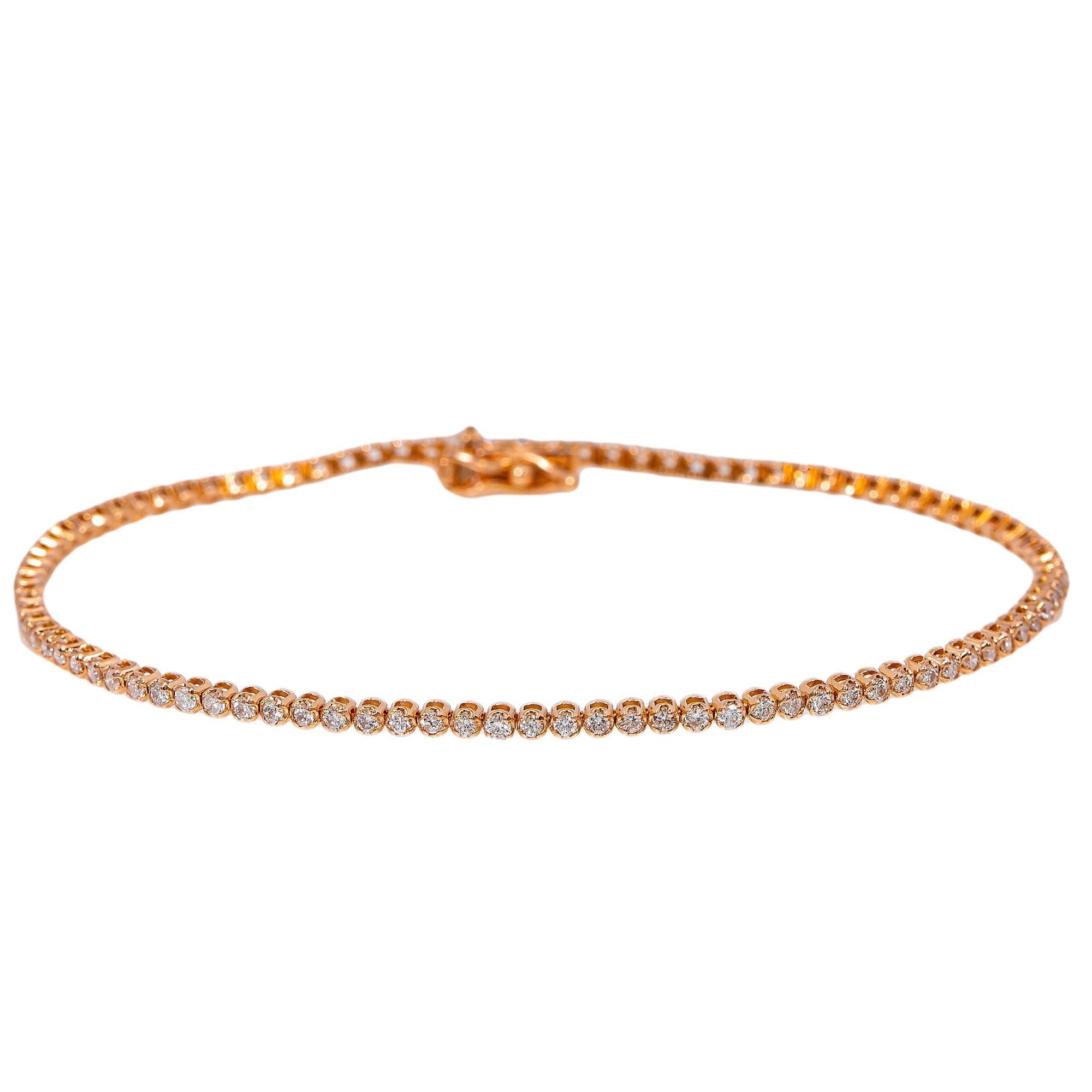 14K ROSE GOLD TENNIS BRACELET WITH 1.30 CT DIAMONDS