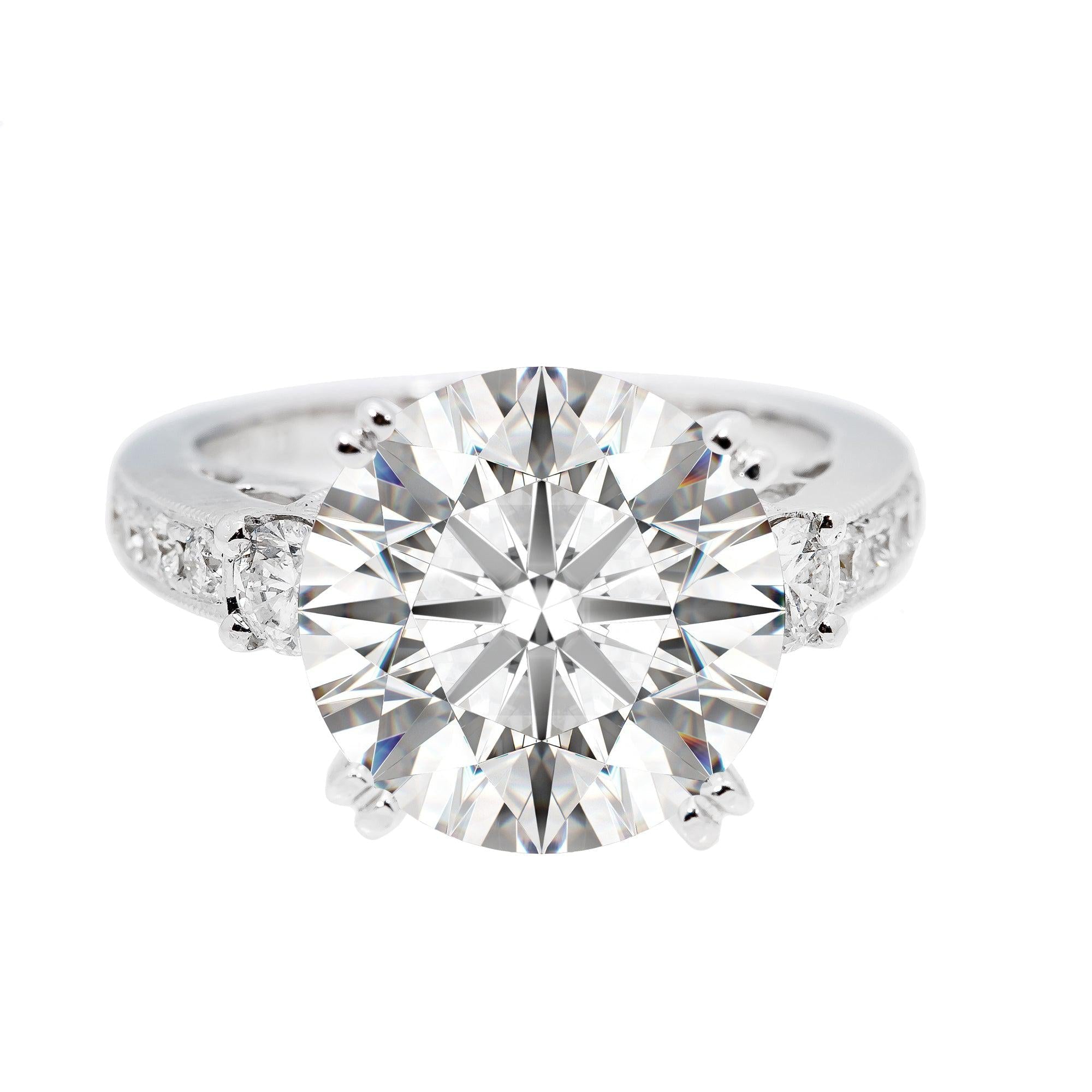 LADIES 18K WHITE GOLD DIAMOND SEMI MOUNT RING FOR ROUND CUT CENTER STONE