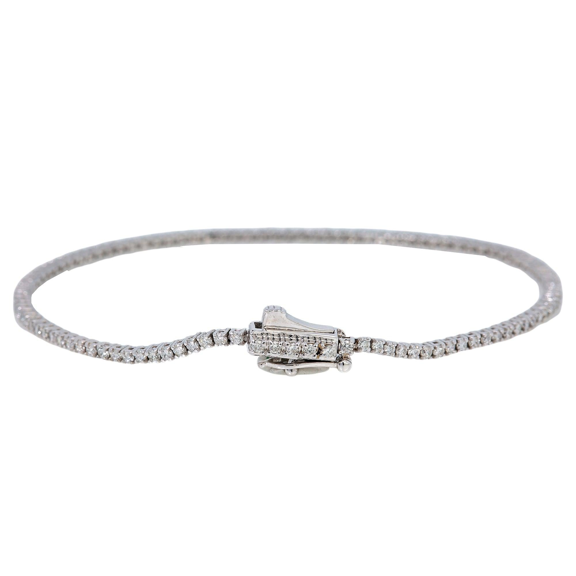 14K WHITE GOLD TENNIS BRACELET WITH 1.17 CT DIAMONDS